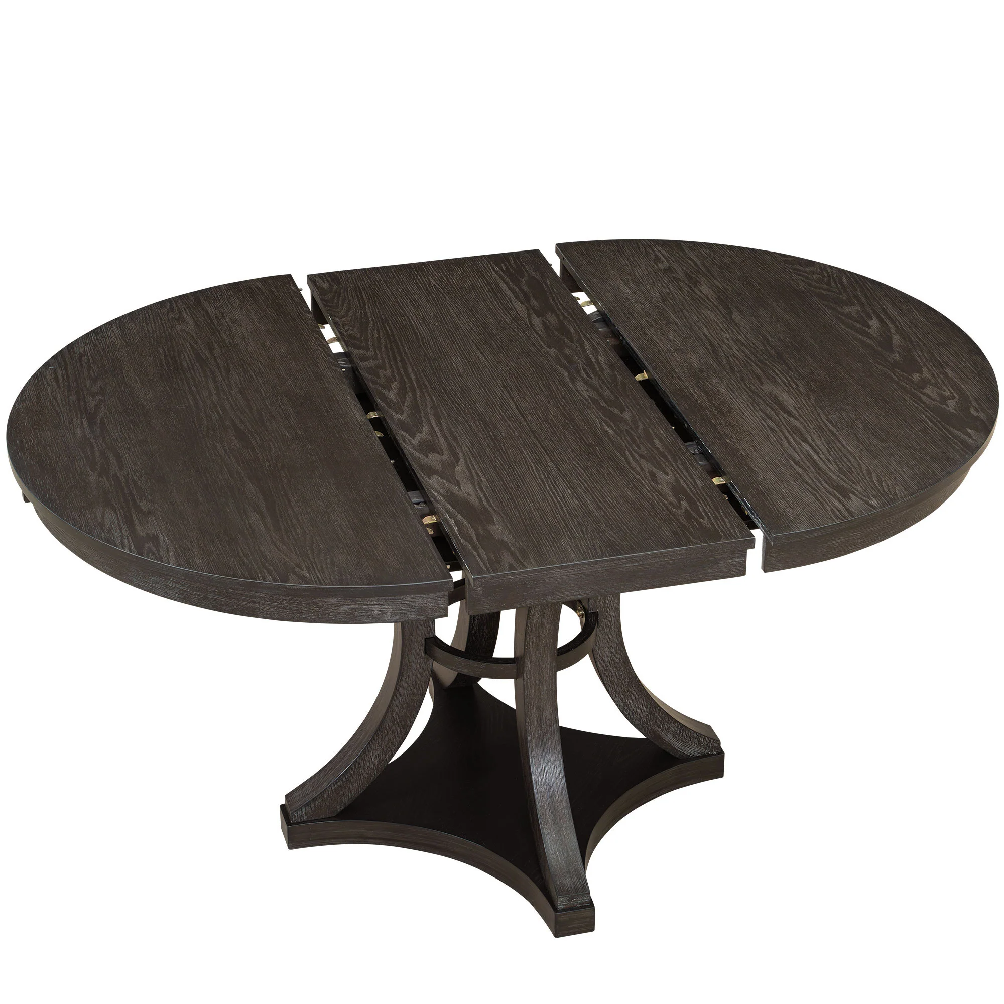 Retro Round Dining Table Set with Extendable Round Table and 4 Upholstered Chairs - Image 20