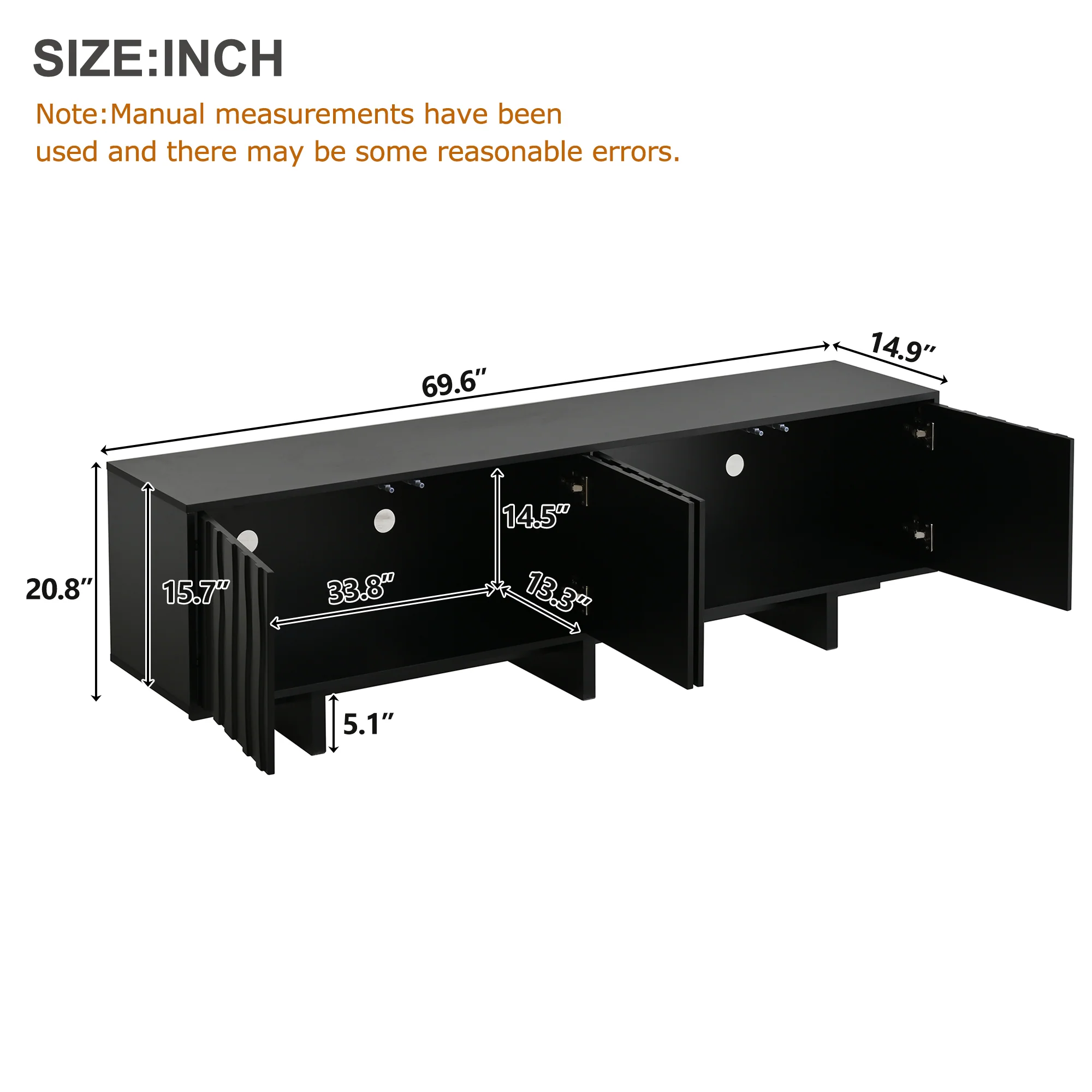 Retro Style Wood Grain TV Stand with Wavy Door Design - Image 8