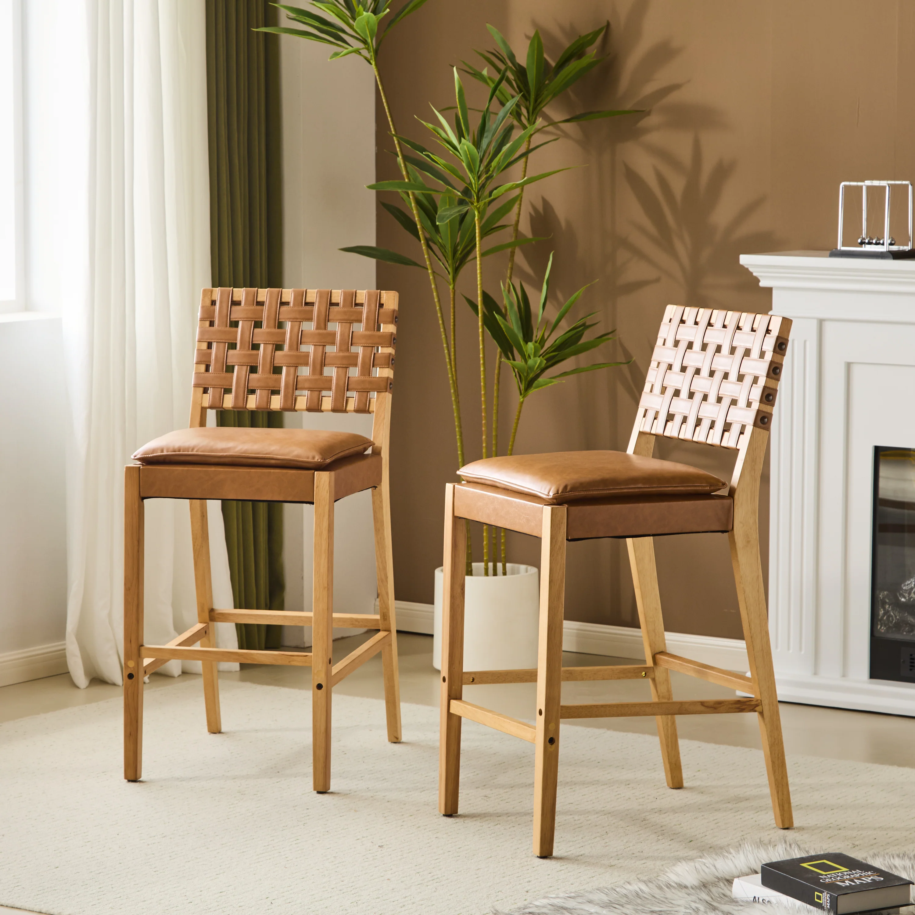 Rieti lndoor Wooden Barstool, Set of 2 - Image 11