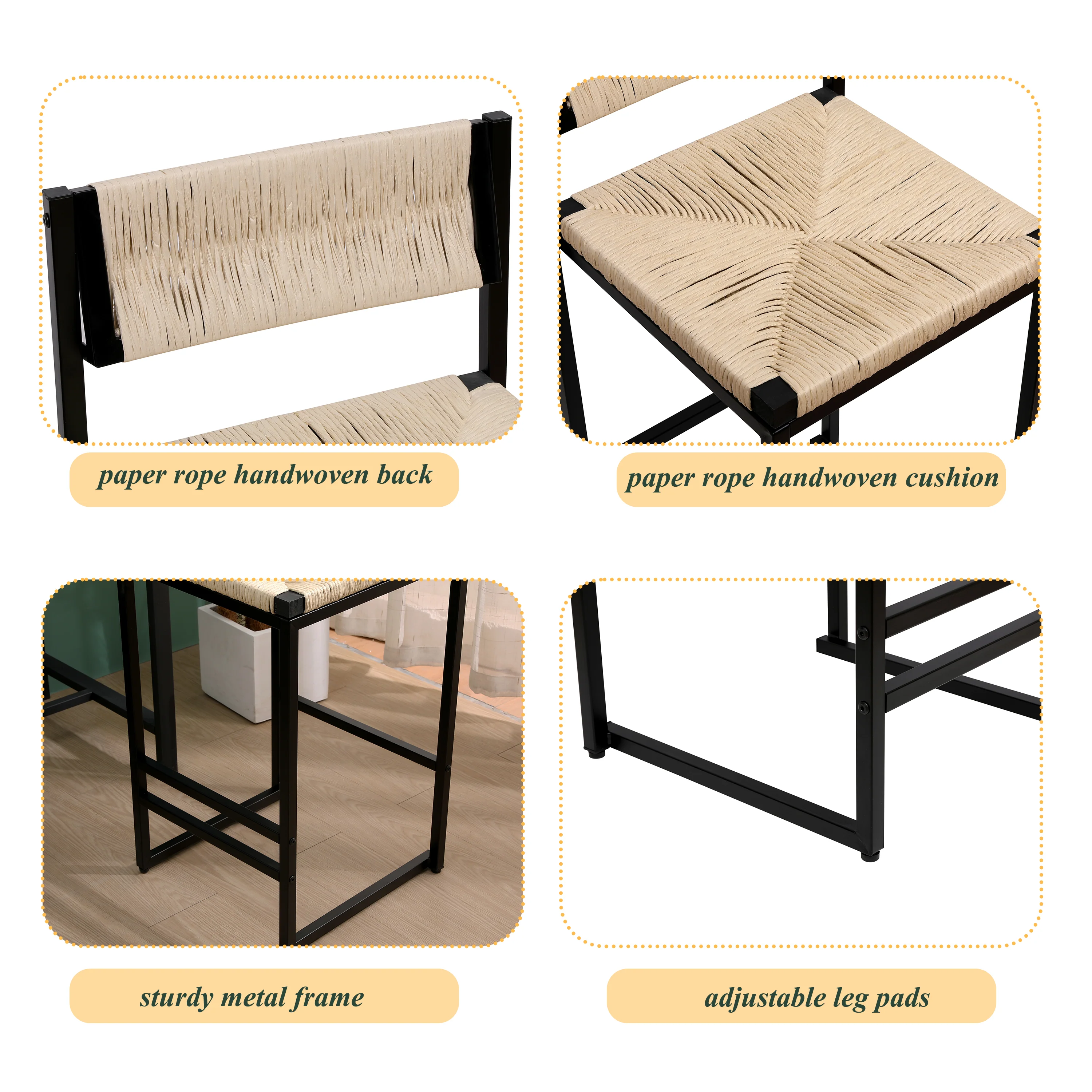 Rope Woven Counter Stools, Set of 2 - Image 9