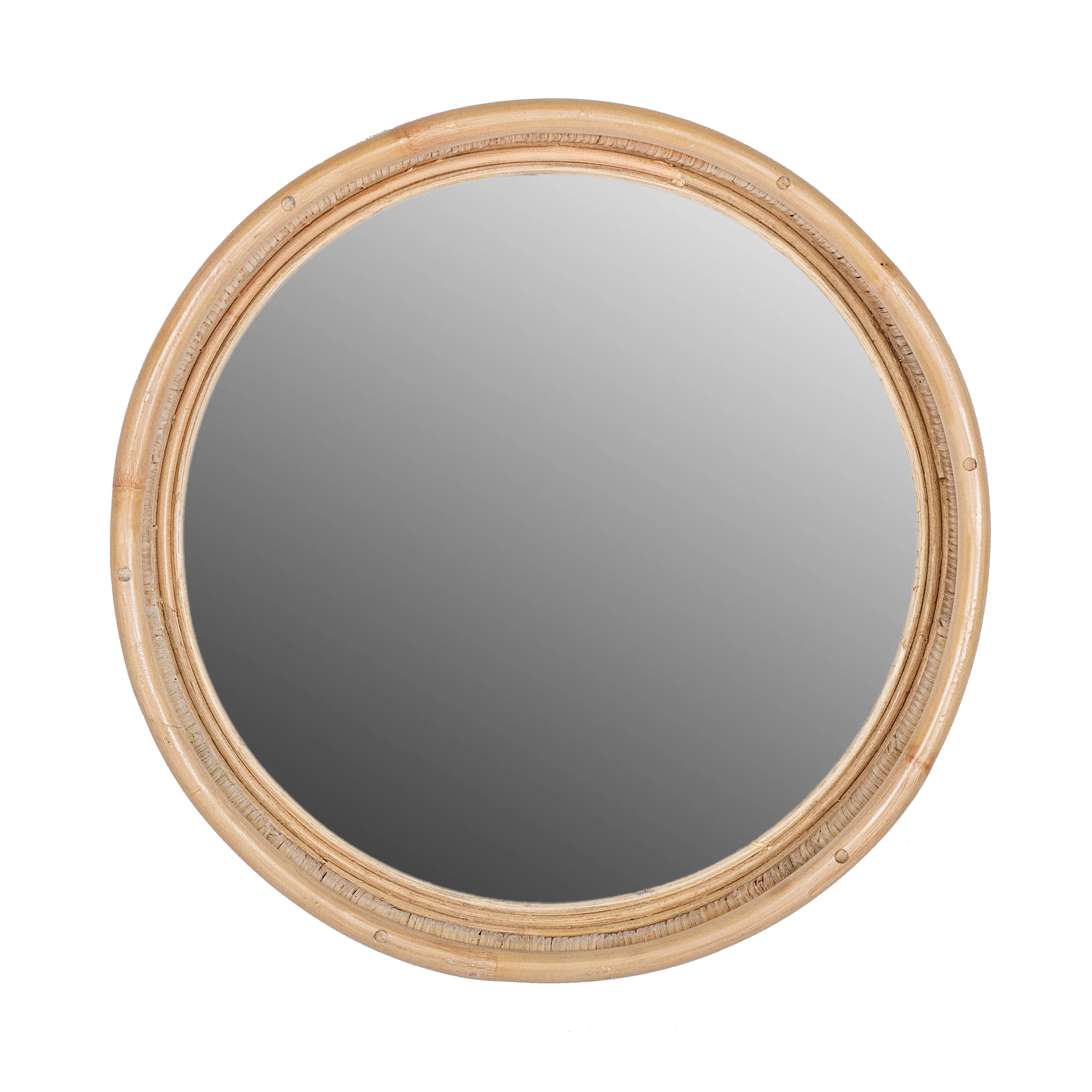 Round 30" Wide Natural Rattan Mirror - Image 2