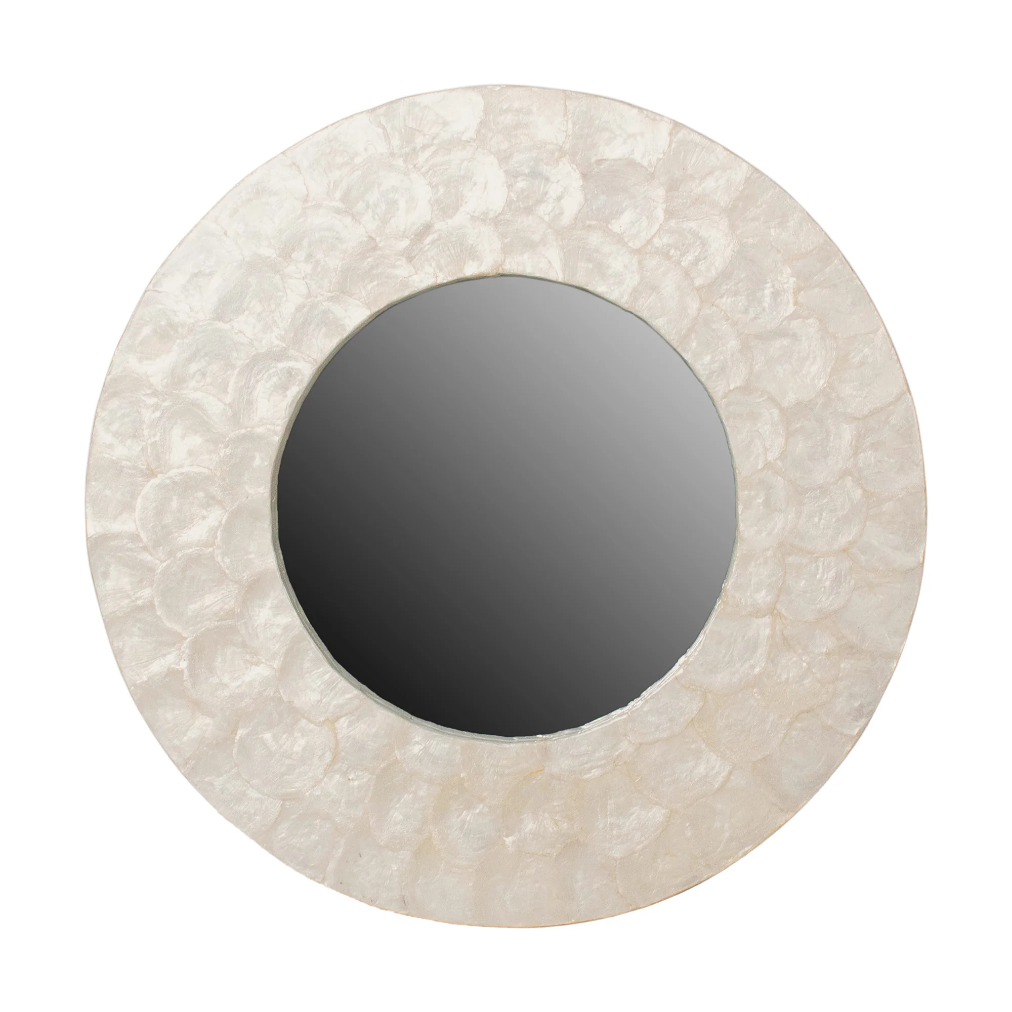 Round 35" Wide Natural Capiz Shell Frame Mirror - Image 2