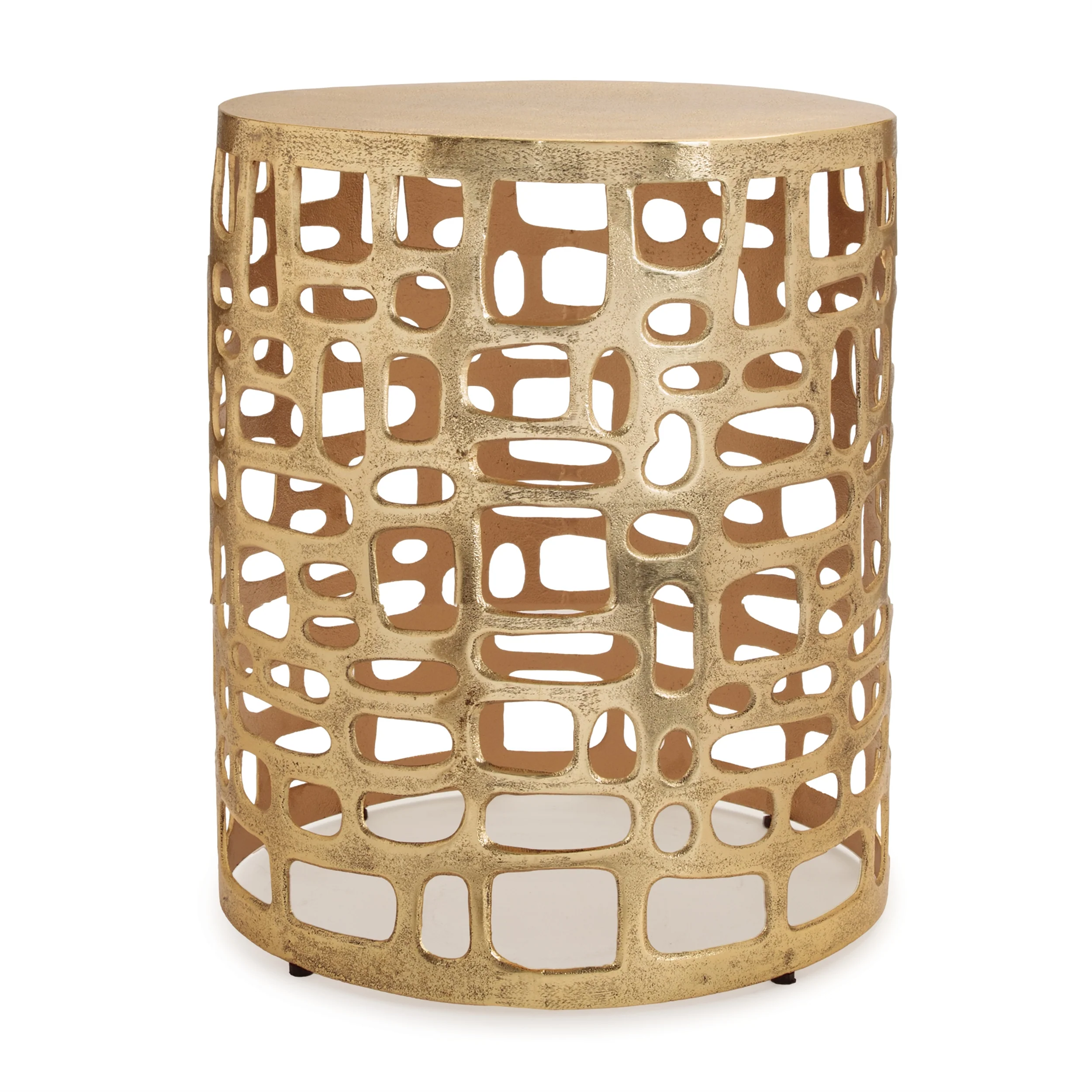 Round Abstract Cut Out Metal Accent Table