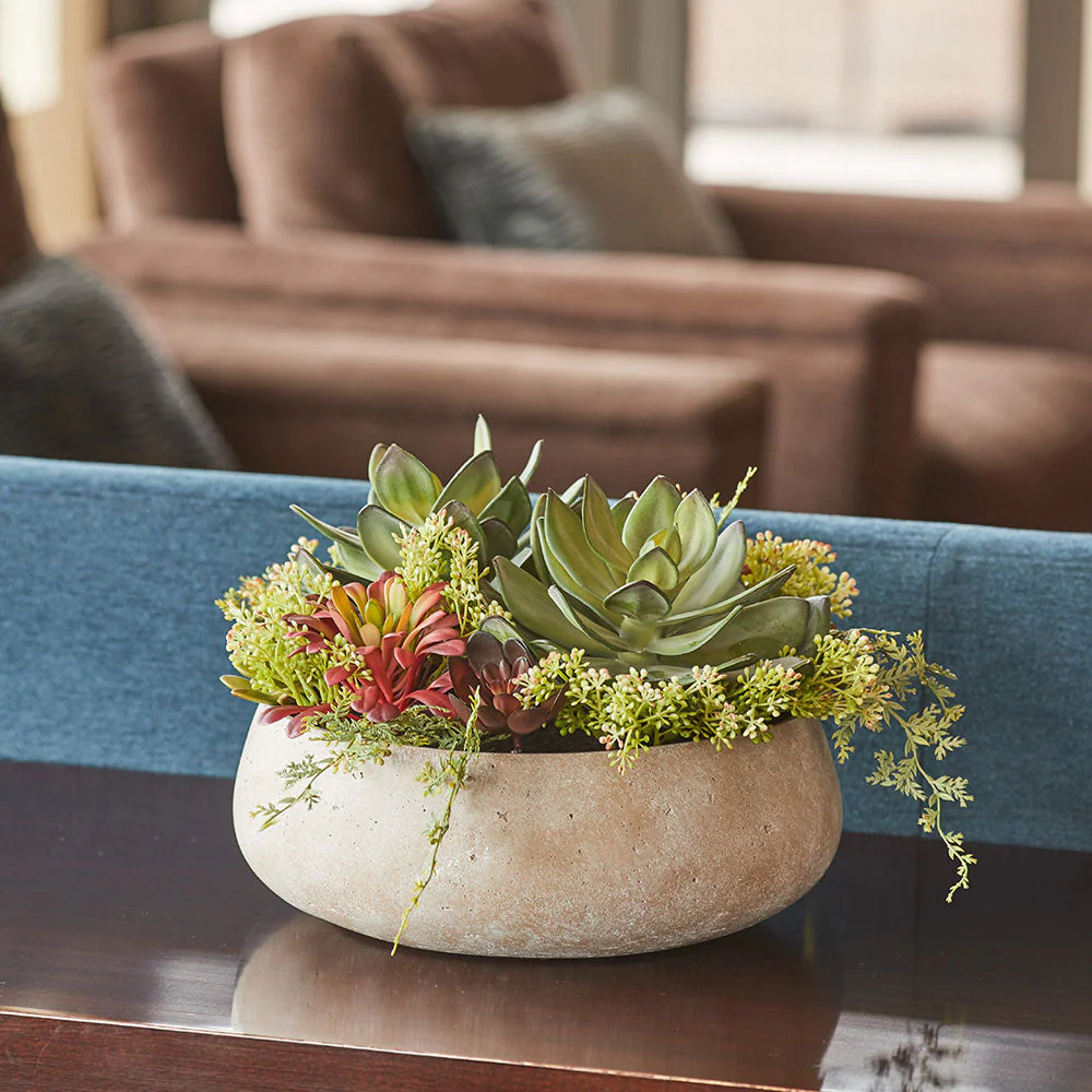Faux Succulent Round Plant Potted Arrangement - Image 4