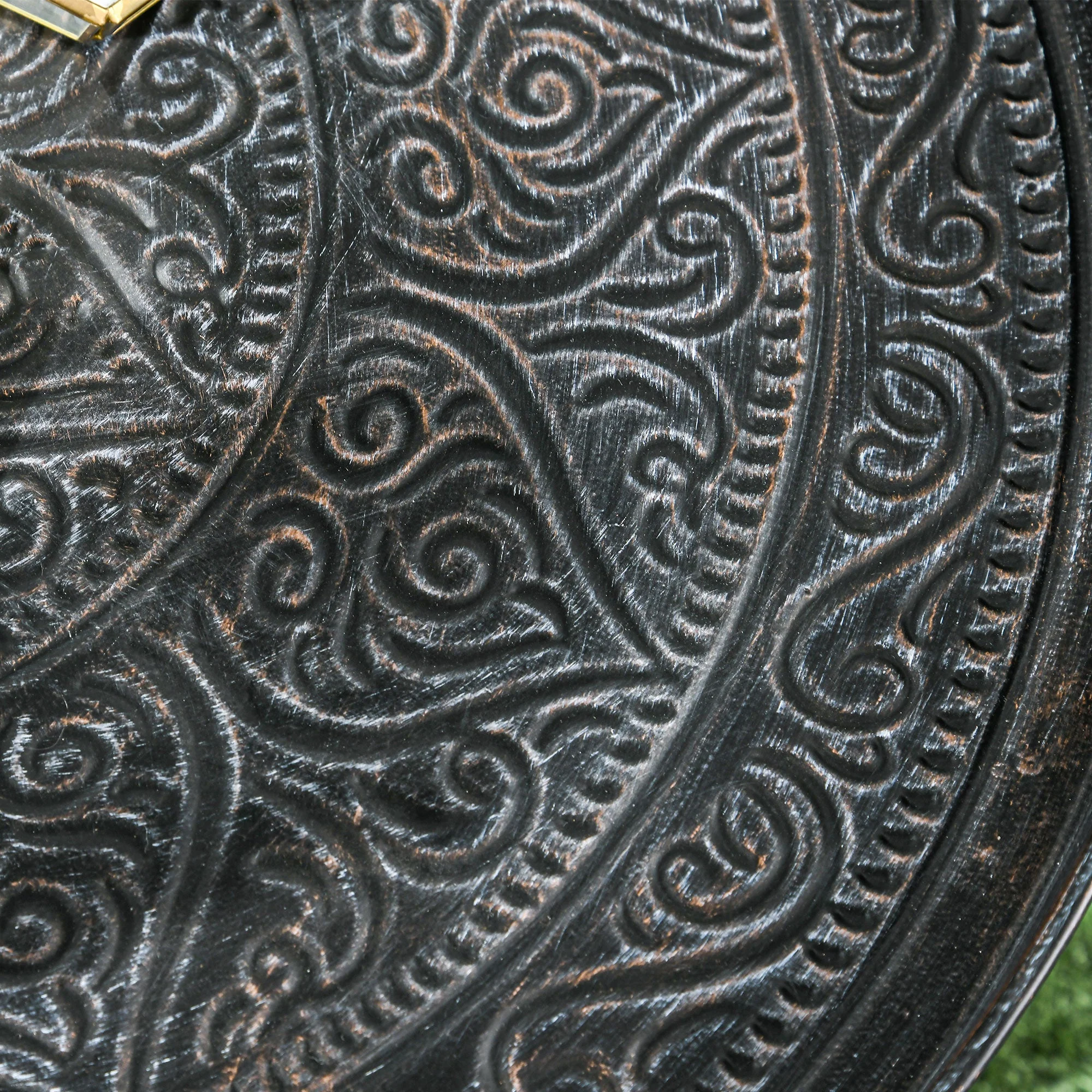 Round Coffee Table with Hammered Tray Top - Image 5