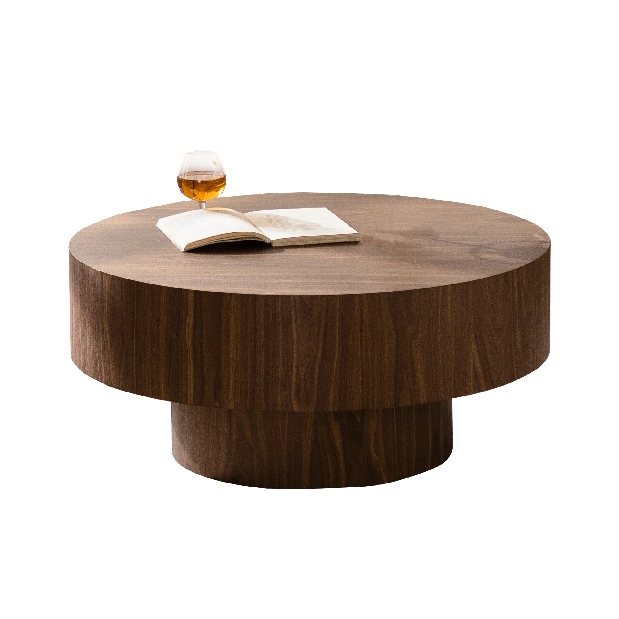Round Dark Wood Pedestal Coffee Table - Image 9