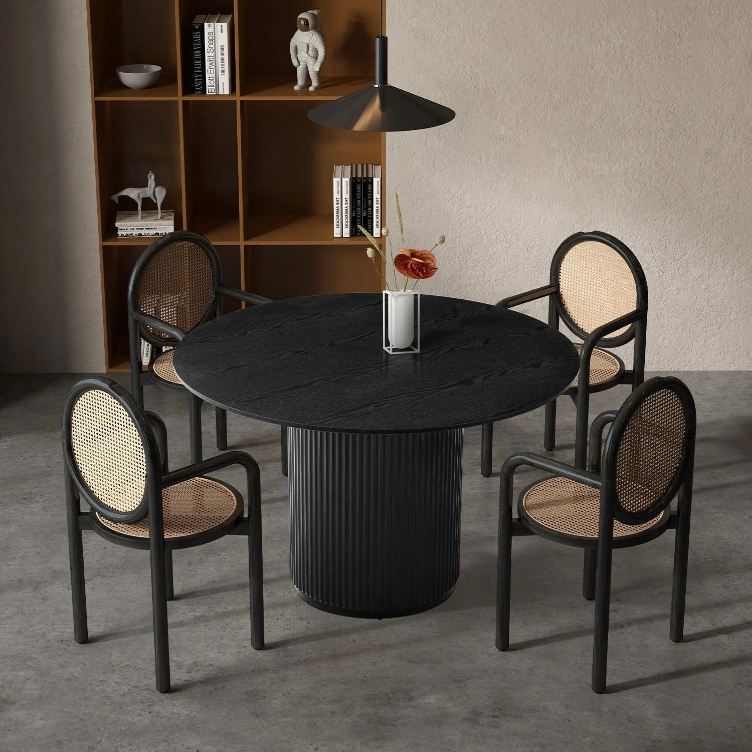 Round Dining Table with T-Shaped Design and Wood Frame - Image 8