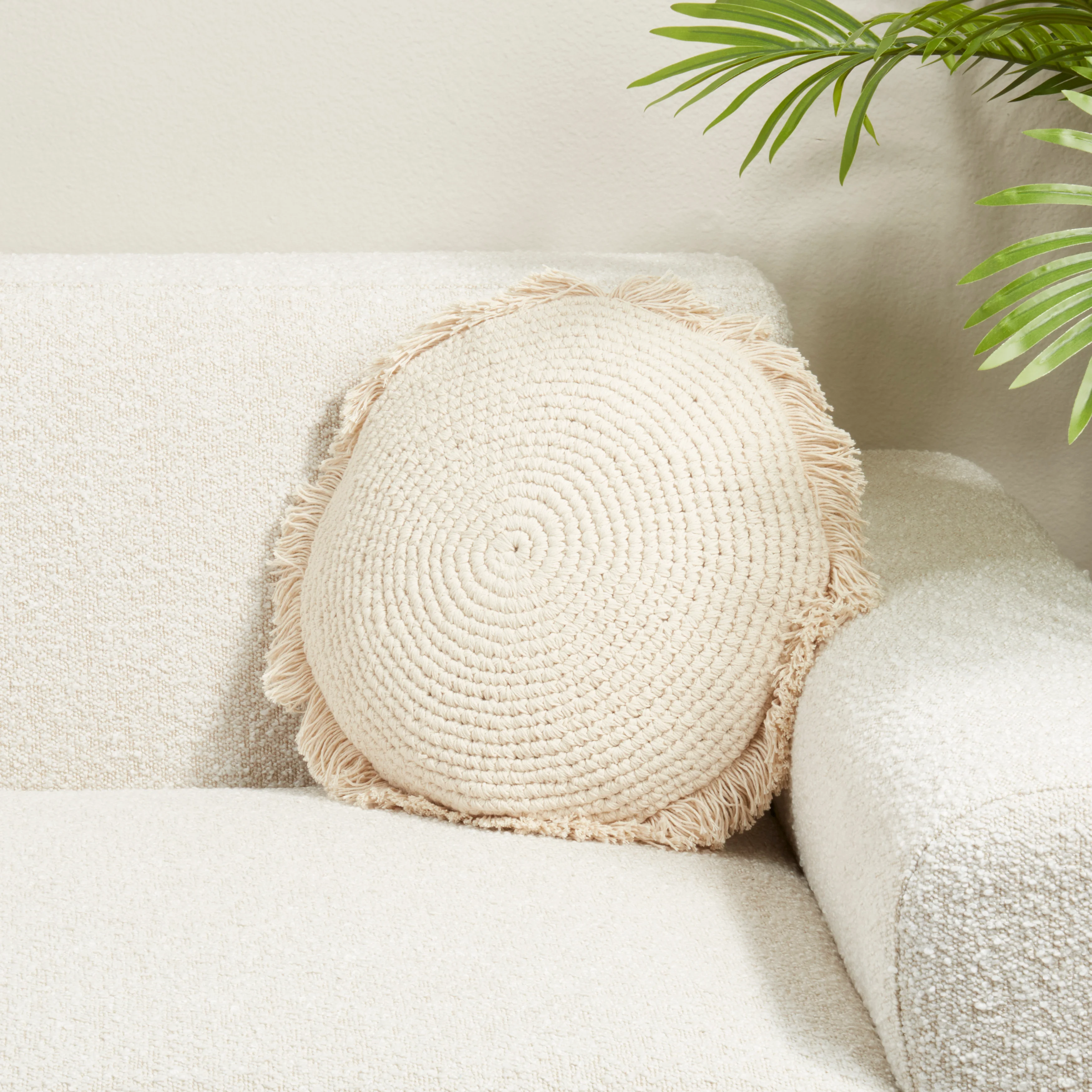 Round Fringe Poly Filled Throw Pillow - Image 2