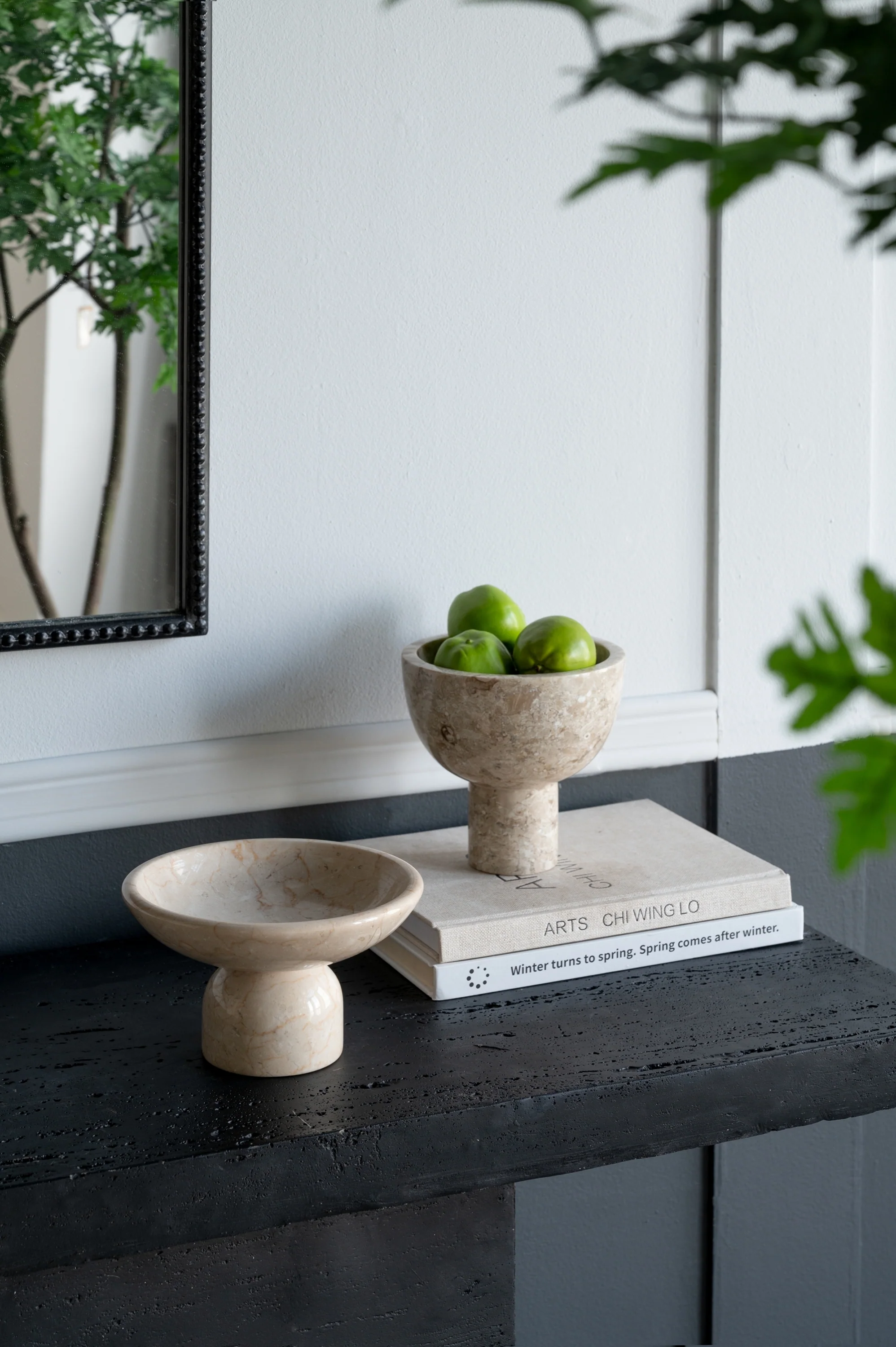 Round Marble Pedestal Bowl, Cream - Image 11