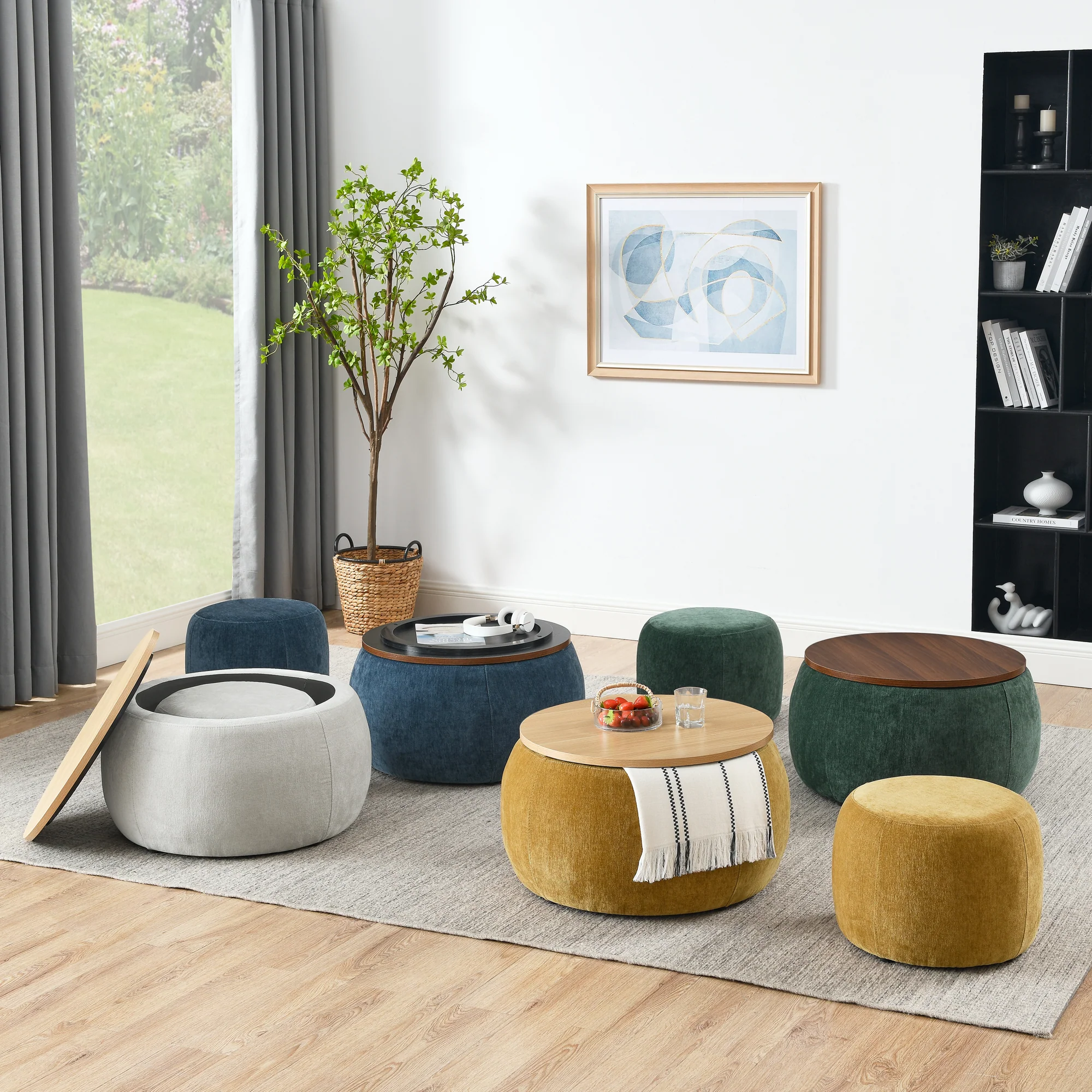 Round Storage Ottoman - Image 9