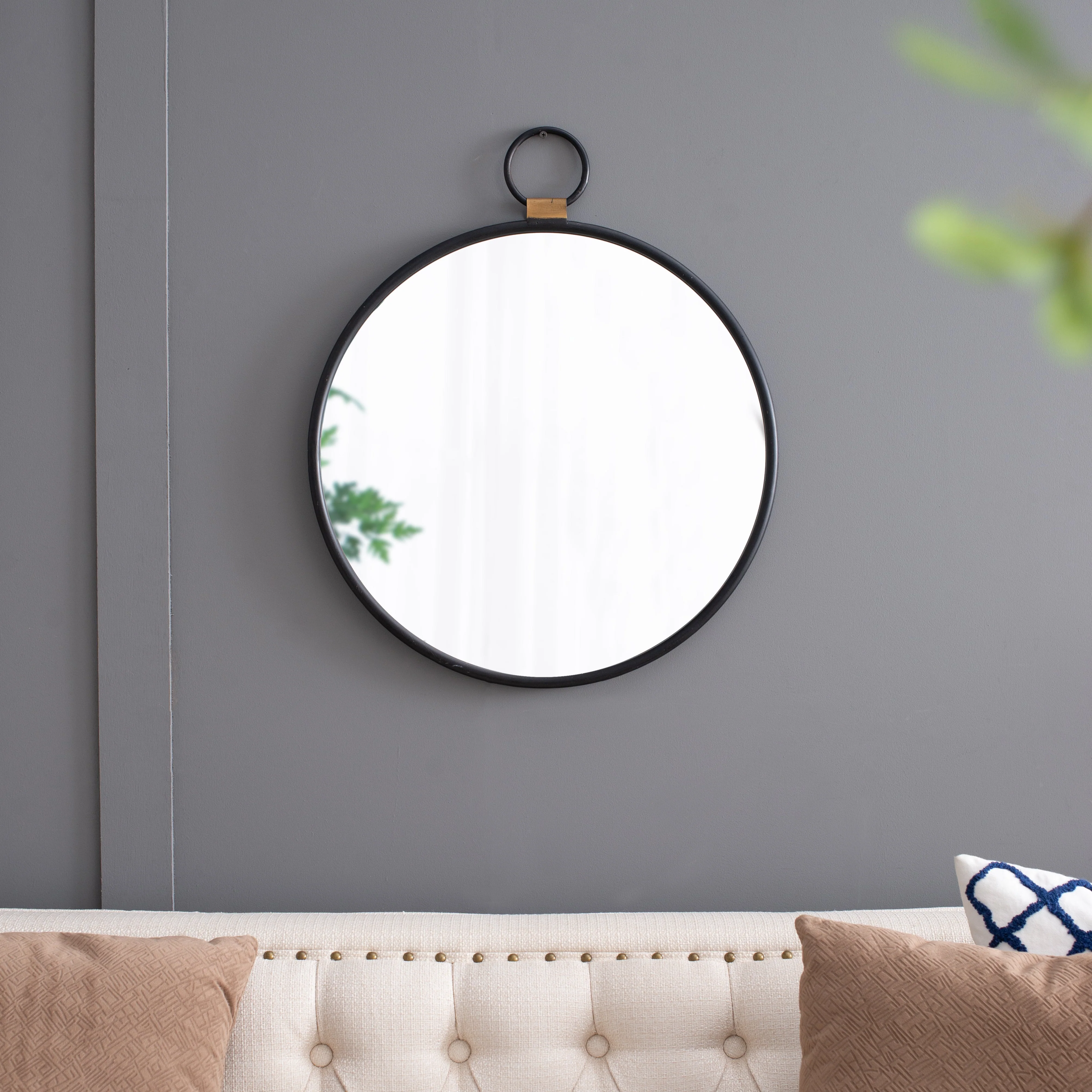 Round Wall Mirror with Stopwatch-Shaped Design - Image 2