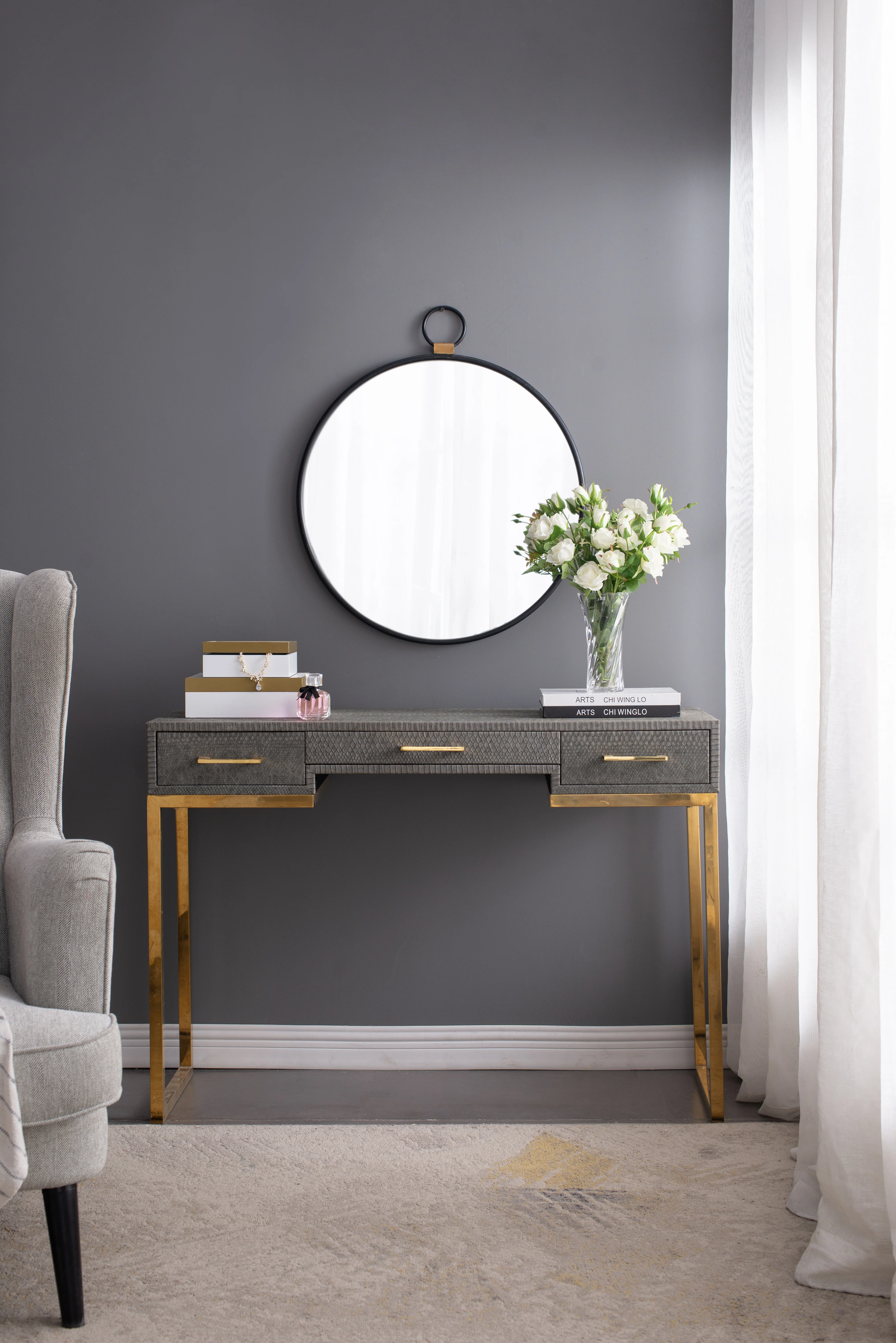 Round Wall Mirror with Stopwatch-Shaped Design - Image 6