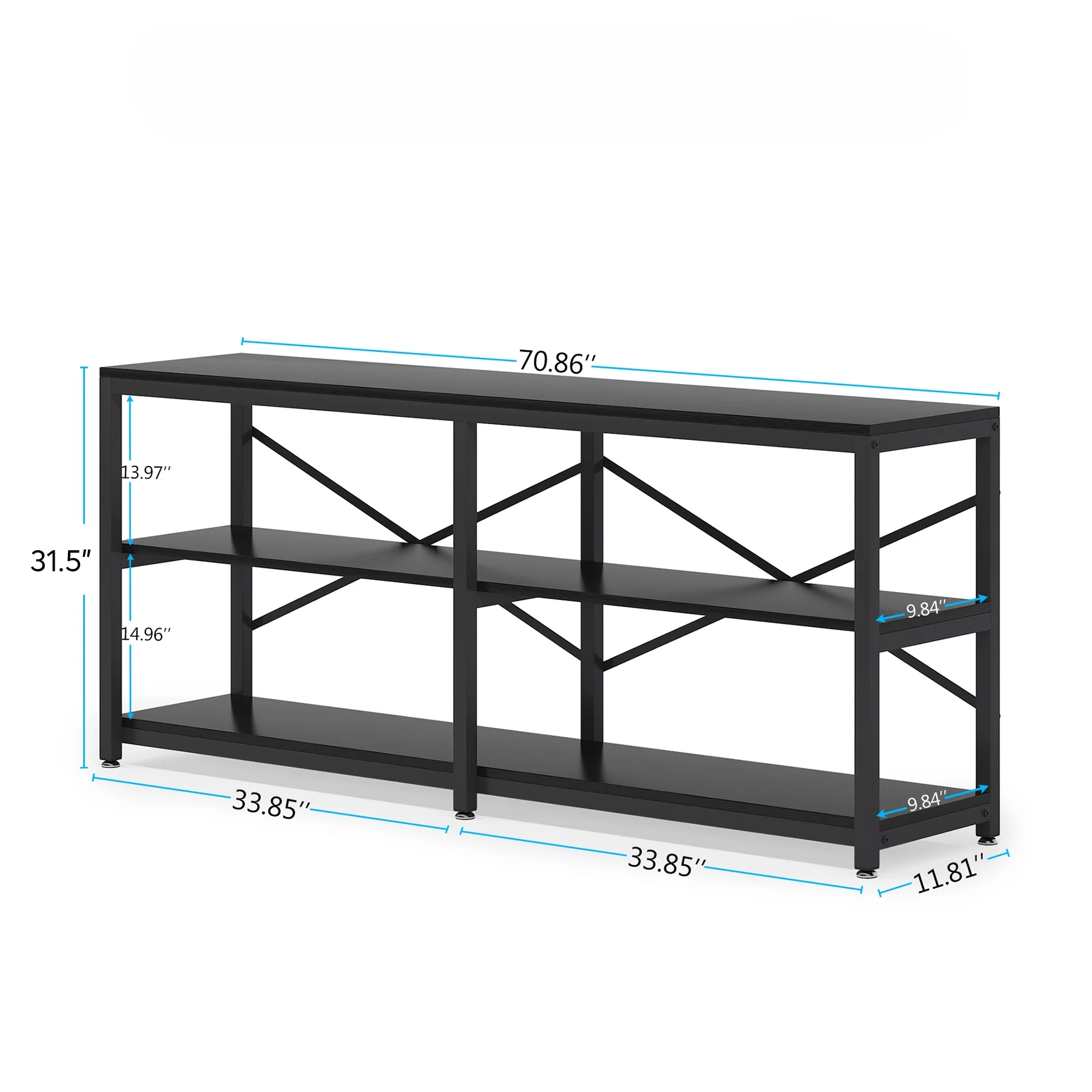 Runford Modern Entryway Table with Metal Frame & X-Back Design - Image 4