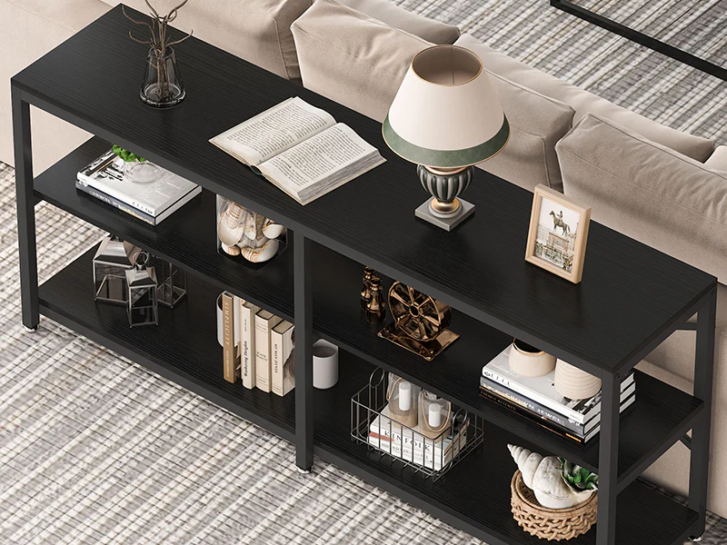 Runford Modern Entryway Table with Metal Frame & X-Back Design - Image 9