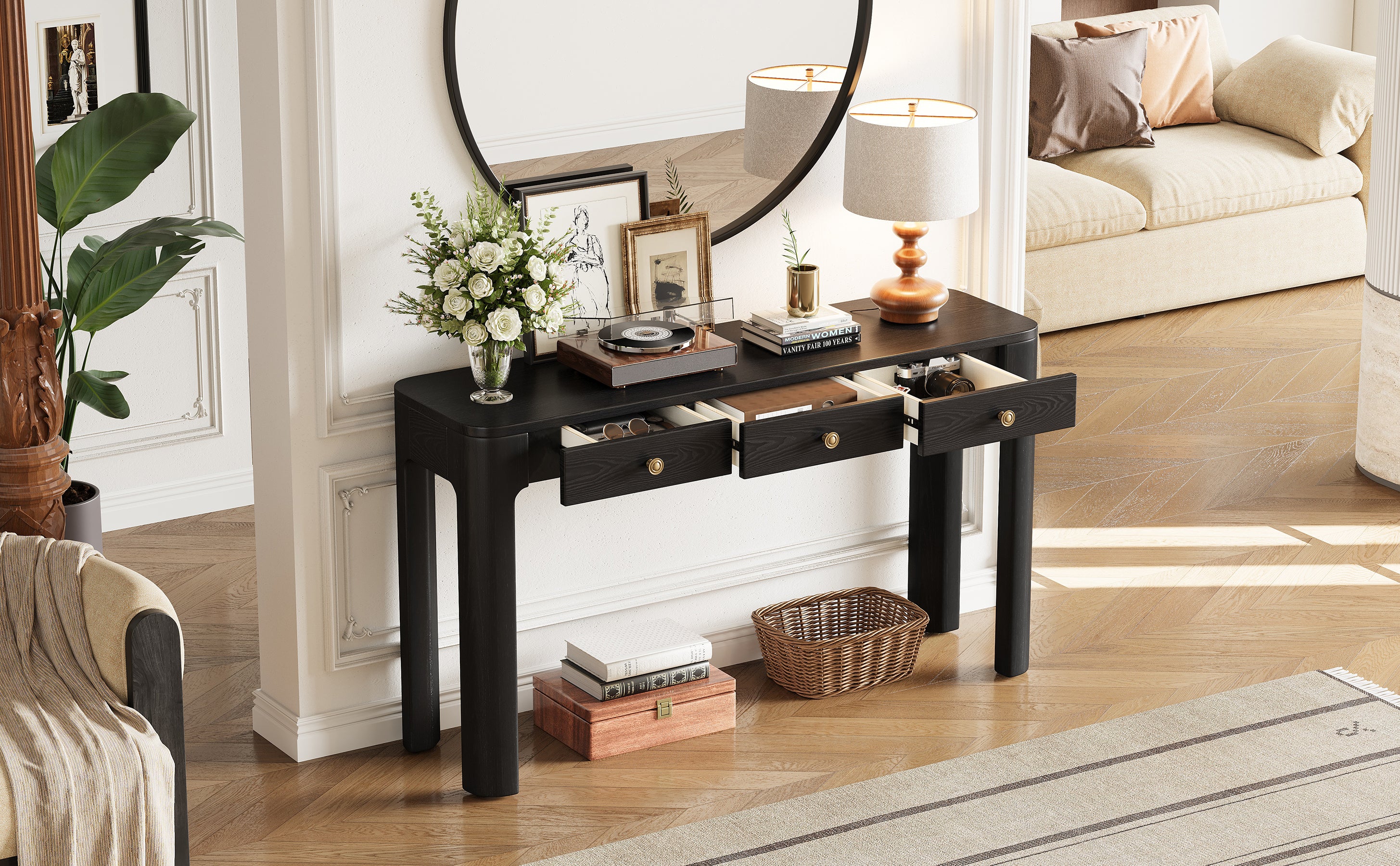 Rustic Console Table with Curved Corners - Image 15