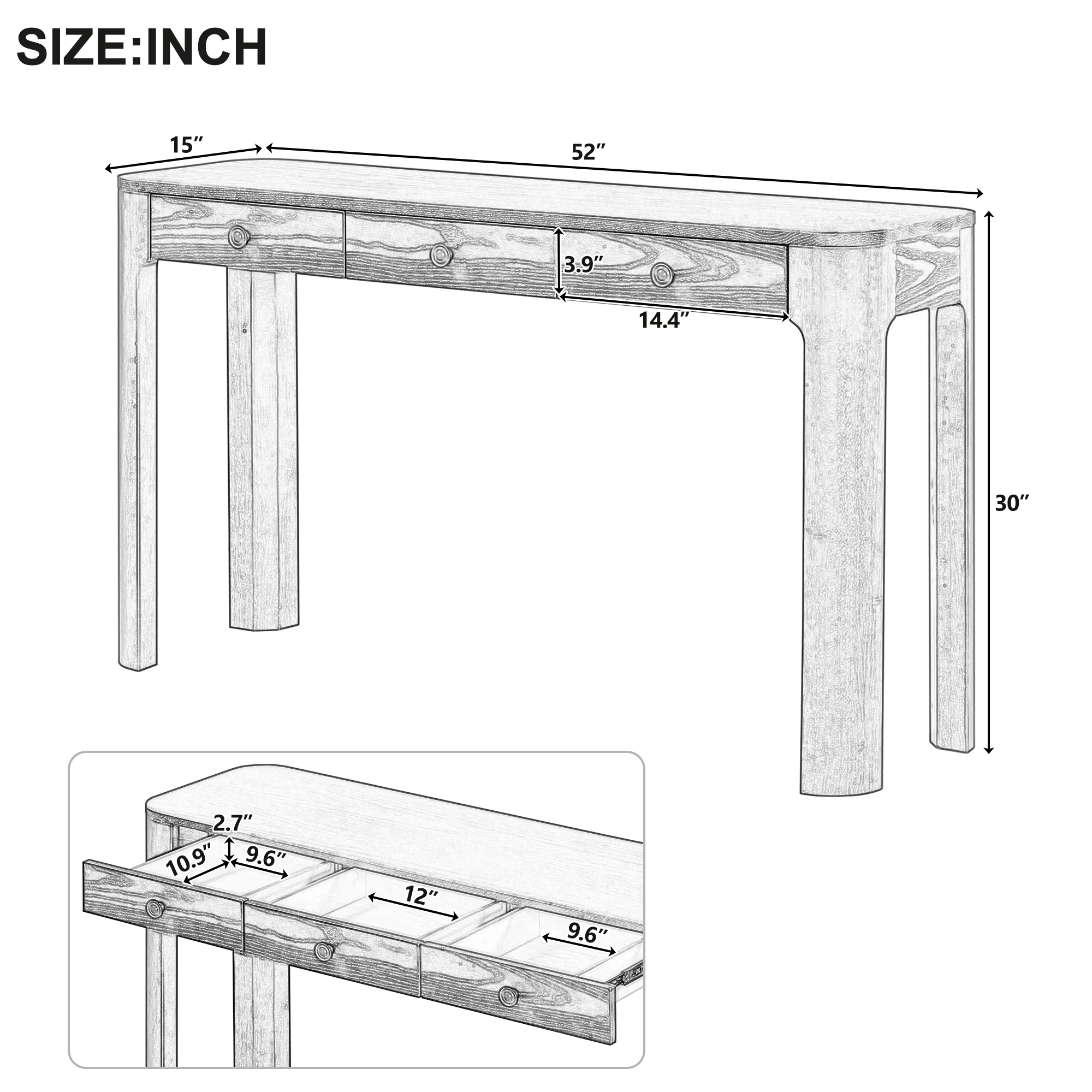 Rustic Console Table with Curved Corners - Image 24