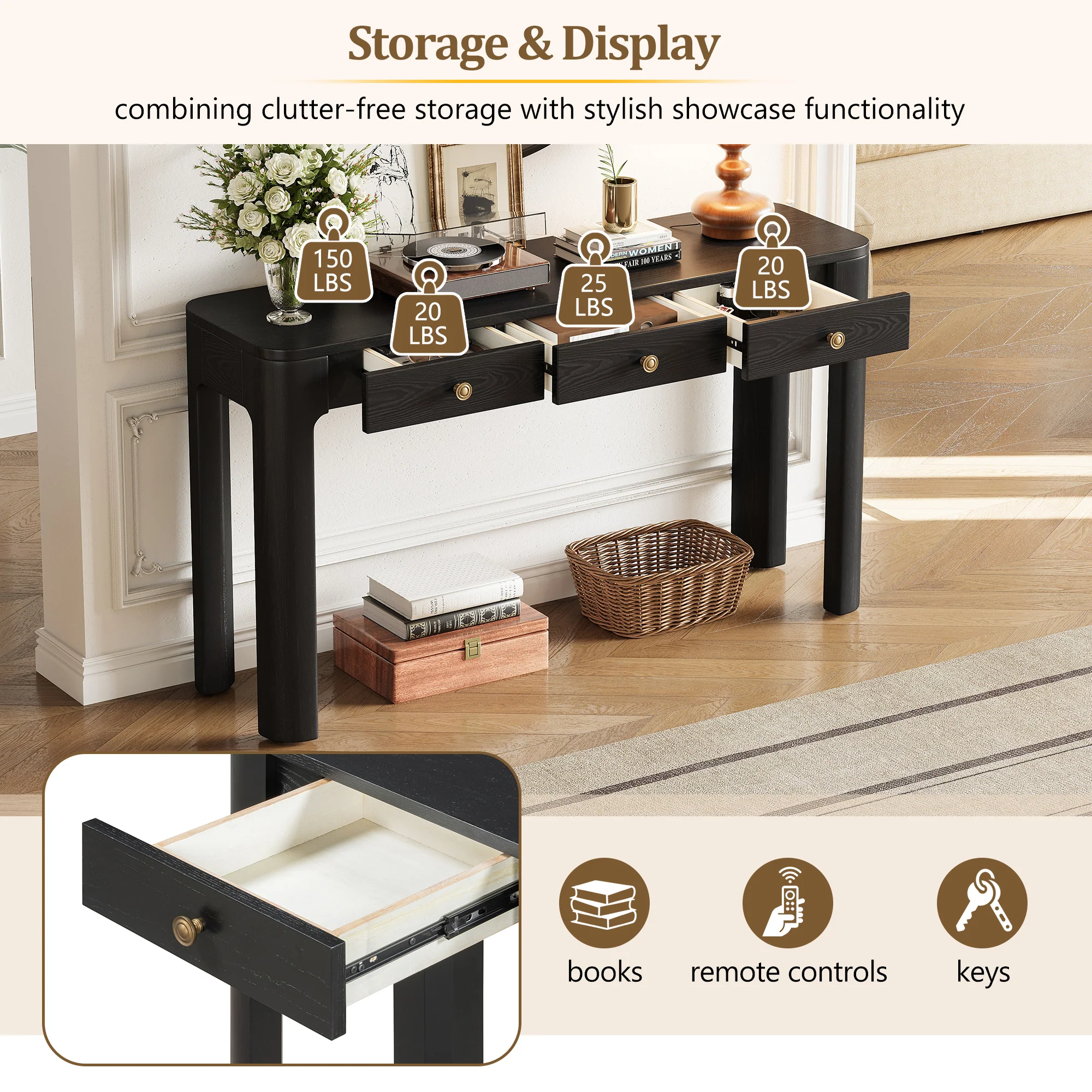 Rustic Console Table with Curved Corners - Image 7