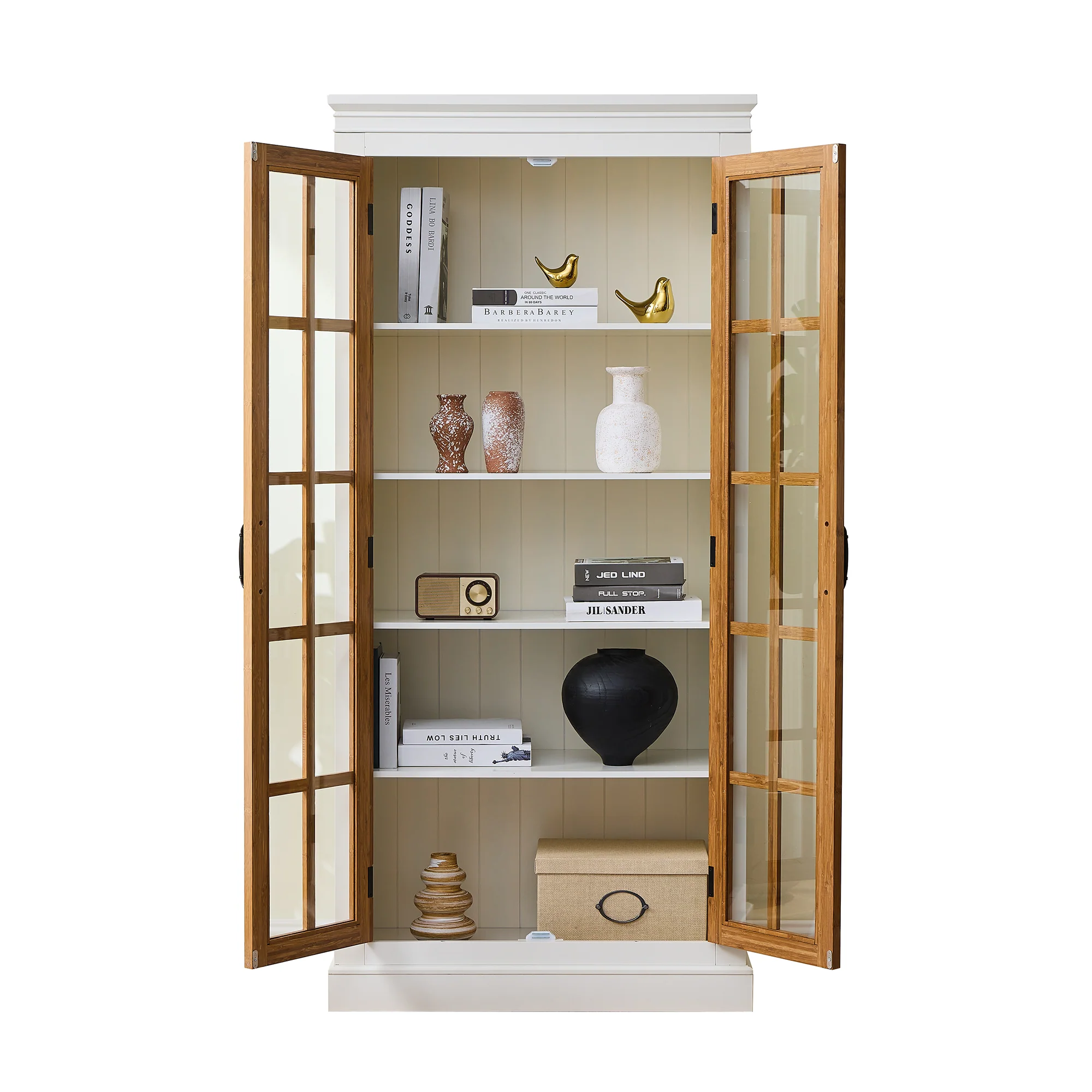 Rustic Style Display Cabinet with Glass Doors - Image 26