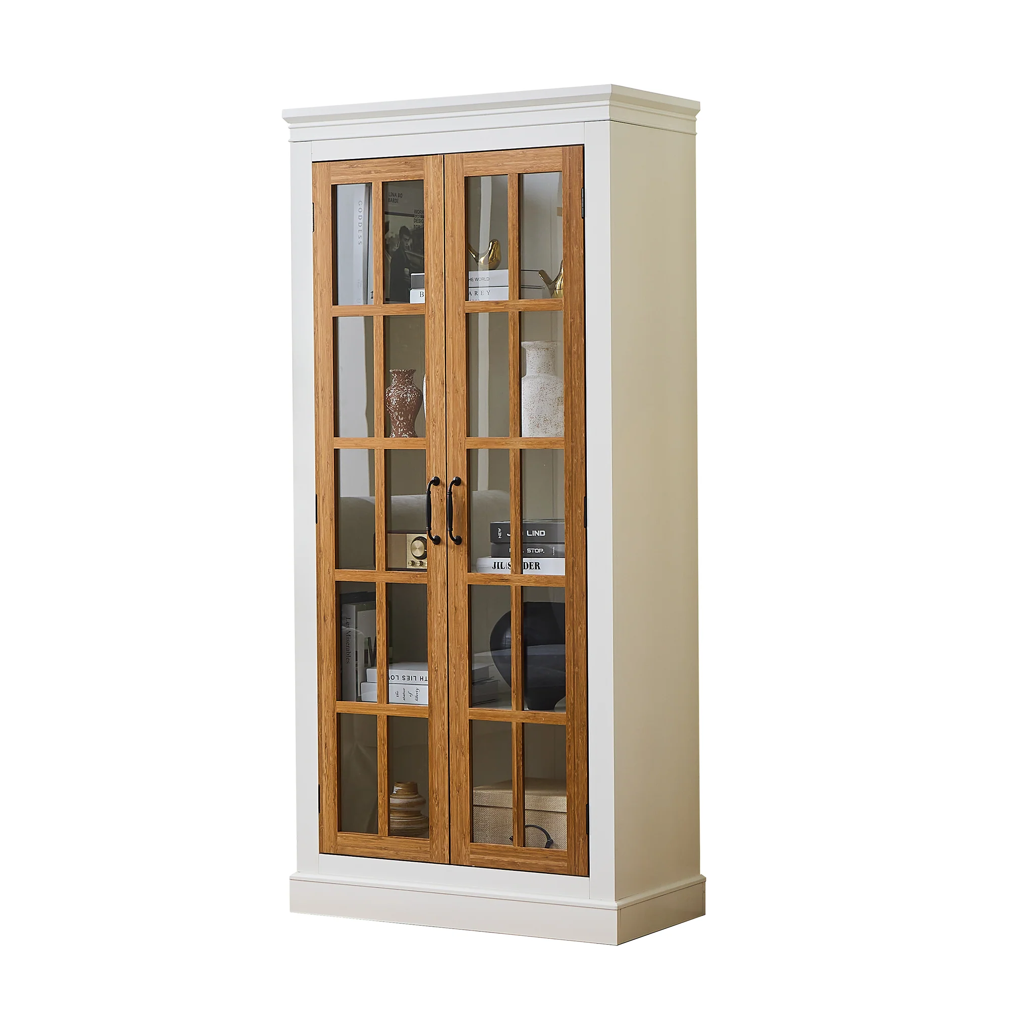 Rustic Style Display Cabinet with Glass Doors - Image 27
