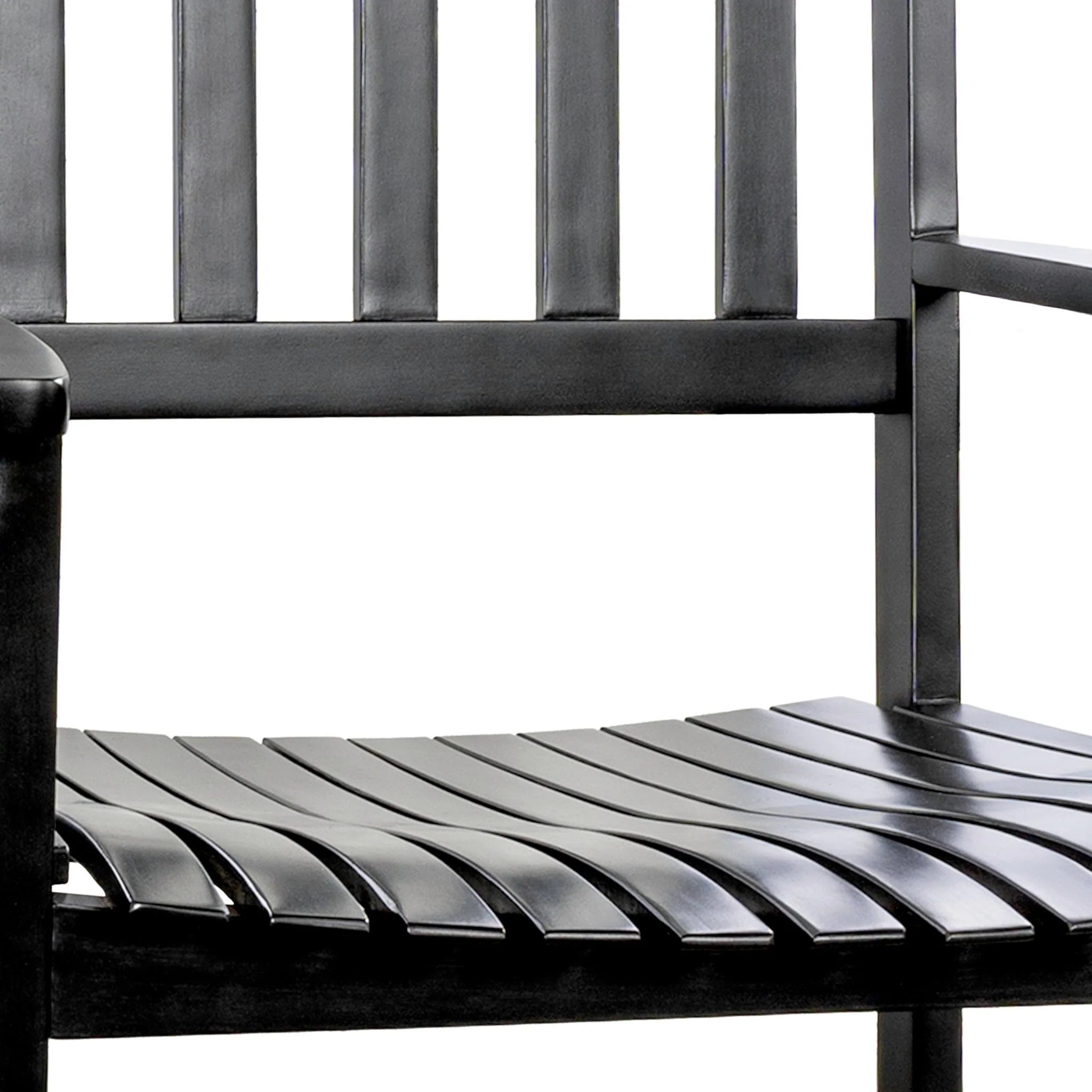 Seagrove Farmhouse Classic Slat-Back 350-LBS Support Acacia Wood Outdoor Rocking Chair, Black - Image 4