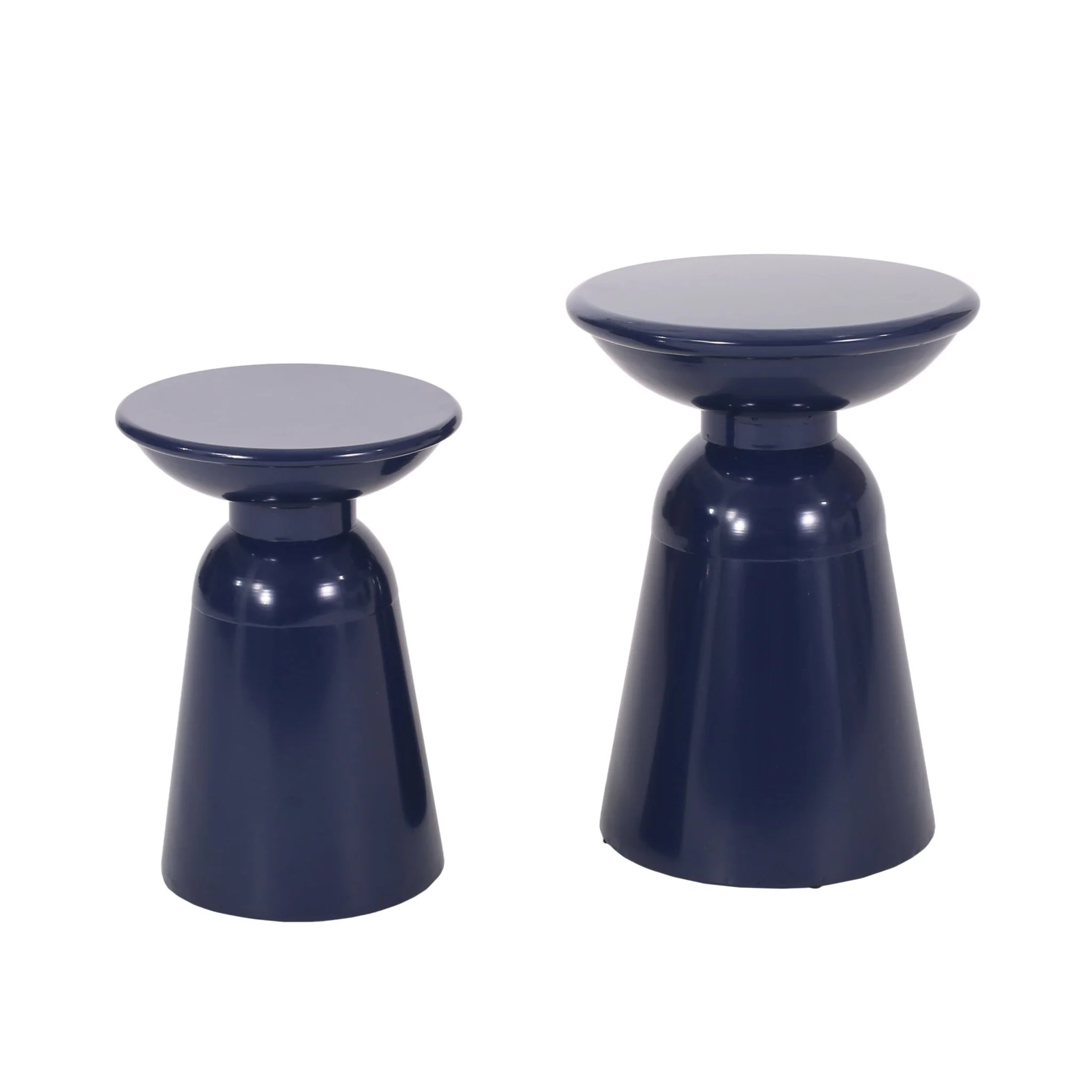 Serenita Outdoor Iron Side Tables with Flared Design, Set of 2