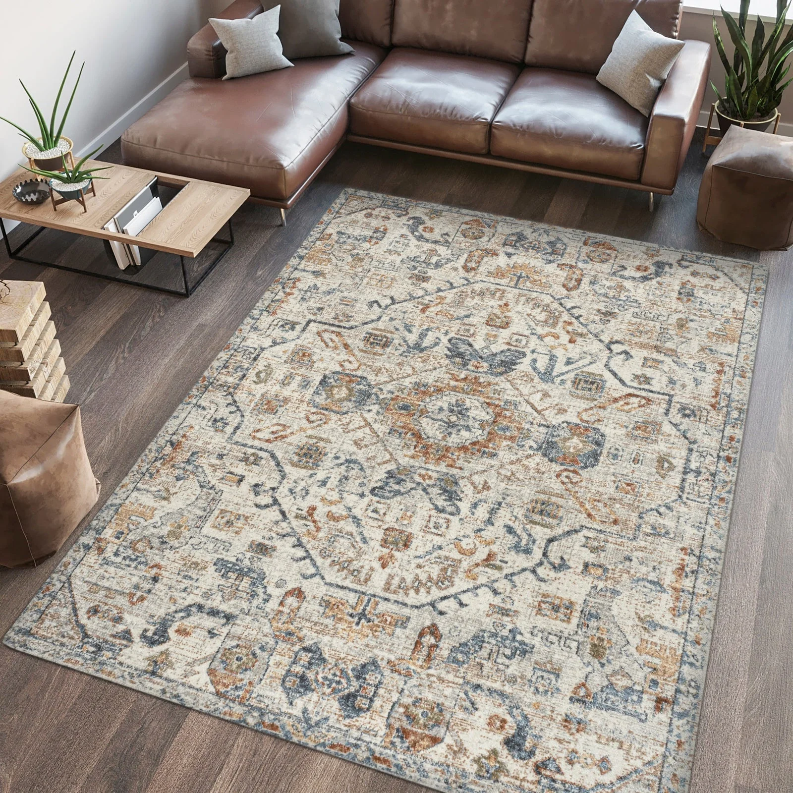 Shaemus Bohemian Medallion Low-Pile Machine-Washable Area Rug - Image 15