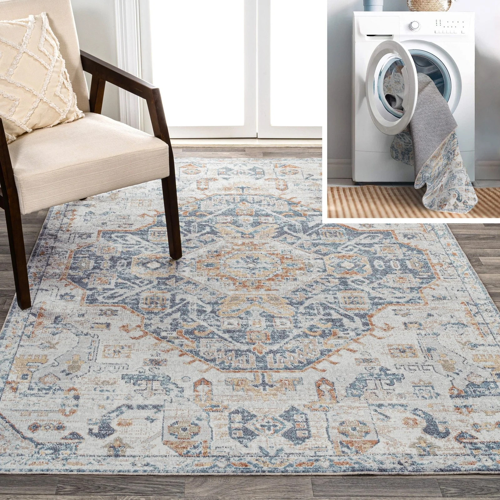 Shaemus Bohemian Medallion Low-Pile Machine-Washable Area Rug - Image 16
