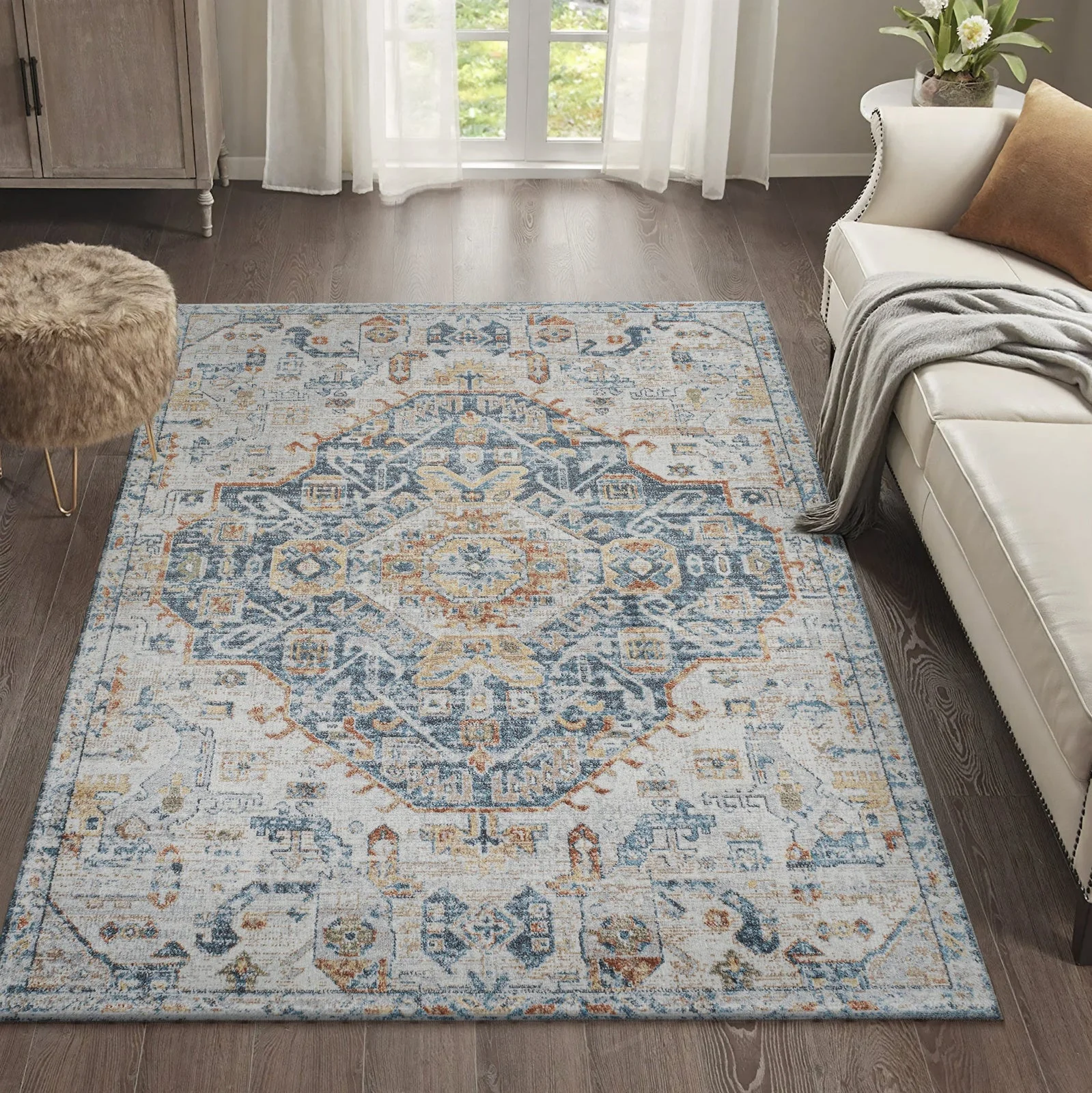 Shaemus Bohemian Medallion Low-Pile Machine-Washable Area Rug - Image 23