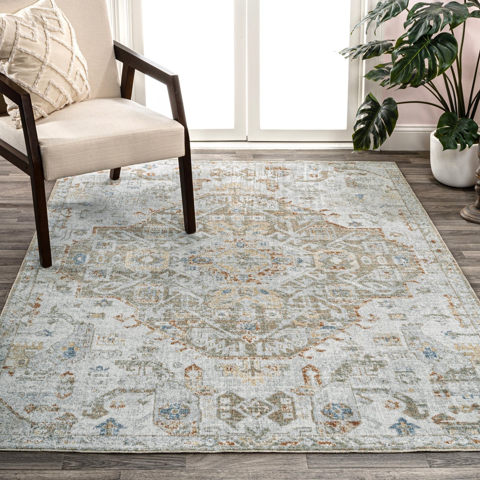 Shaemus Bohemian Medallion Low-Pile Machine-Washable Area Rug - Image 5