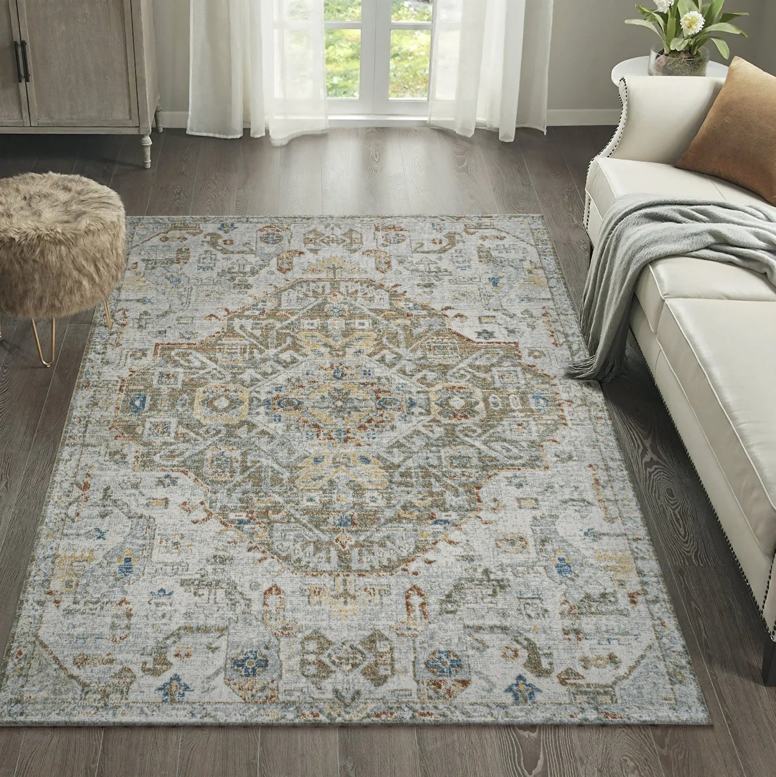 Shaemus Bohemian Medallion Low-Pile Machine-Washable Area Rug - Image 9