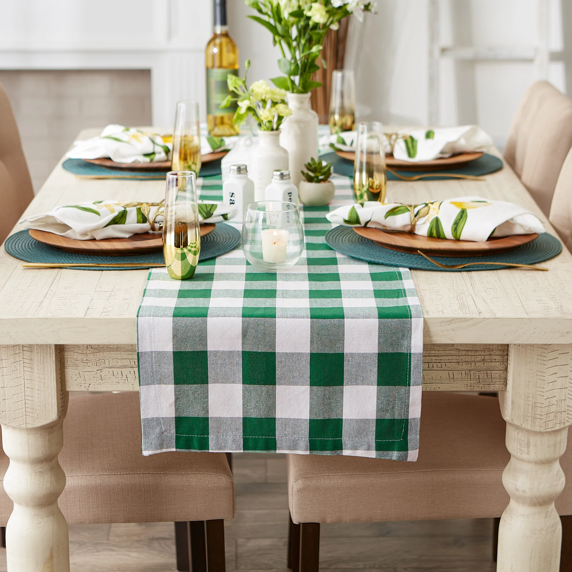 Shamrock Green Buffalo Check Table Runner - Image 2