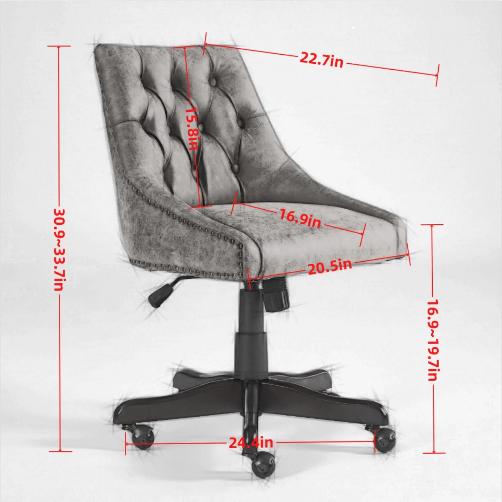 Sheepskin Pattern Fabric Home Office Chair with Lift, Swivel and Recline Functions - Image 9