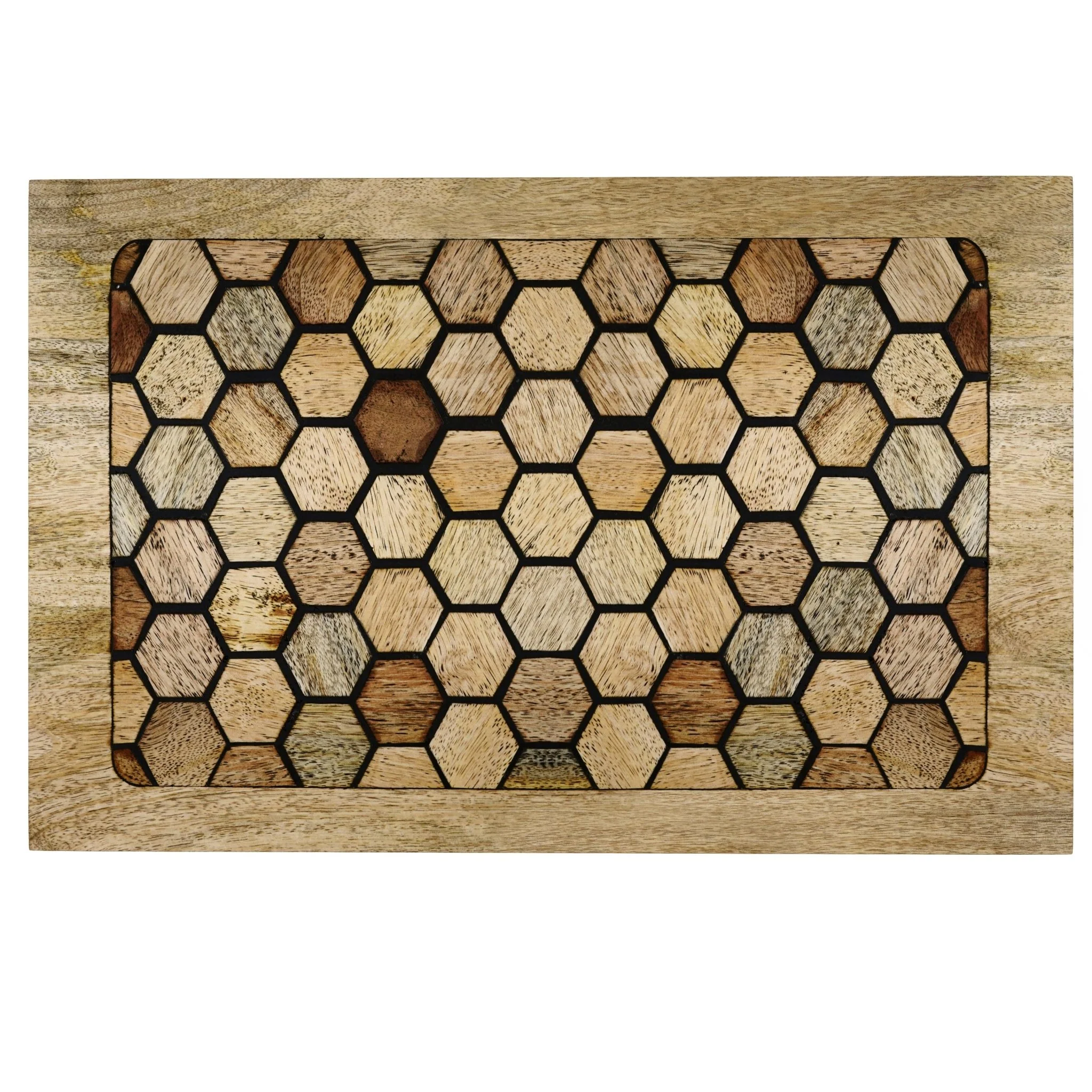 Side Table with Geometric Pattern and Metal Frame - Image 3