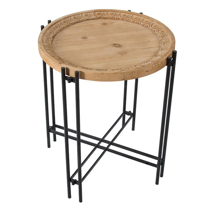 Side Table with Wooden Top and Metal Legs - Image 4