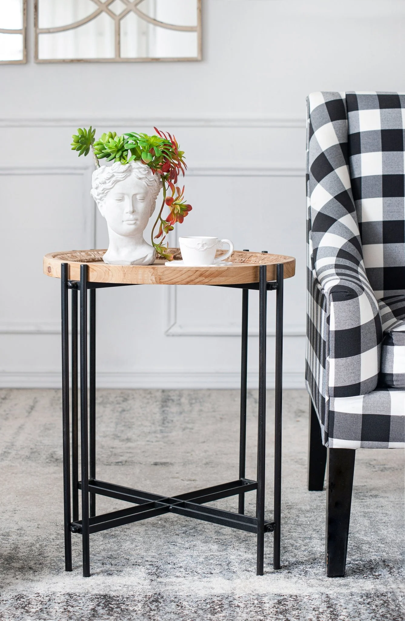 Side Table with Wooden Top and Metal Legs - Image 6