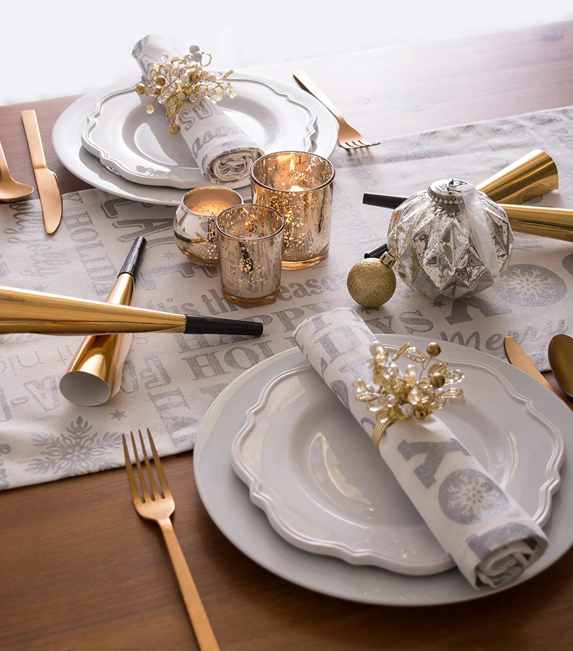 Silver Christmas Collage Table Runner - Image 2