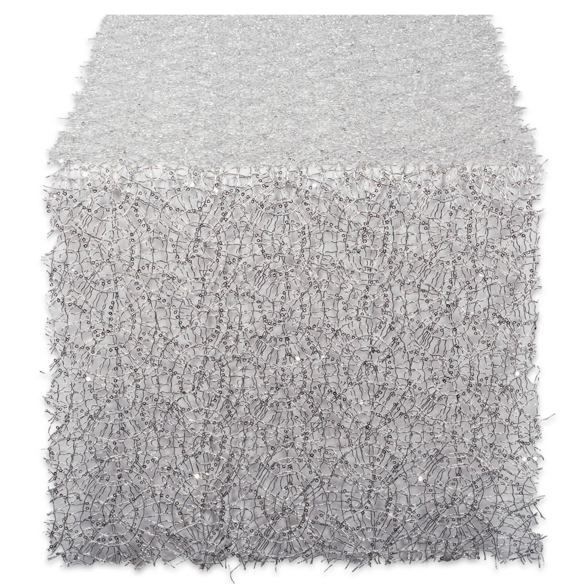 Silver Sequin Mesh 16"x10' Table Runner Roll - Image 3