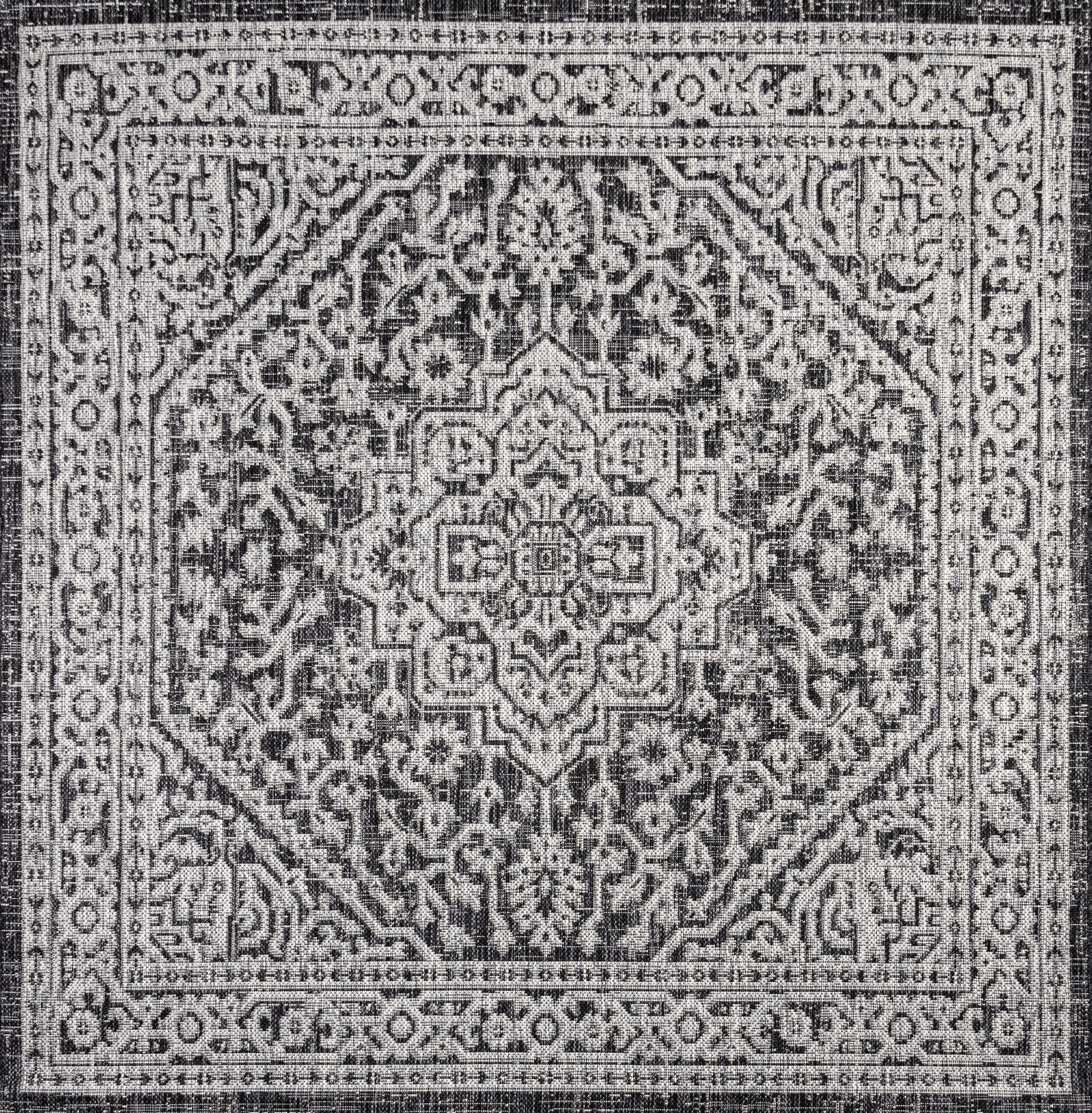 Sinjuri Medallion Textured Weave Indoor/Outdoor Area Rug - Image 41