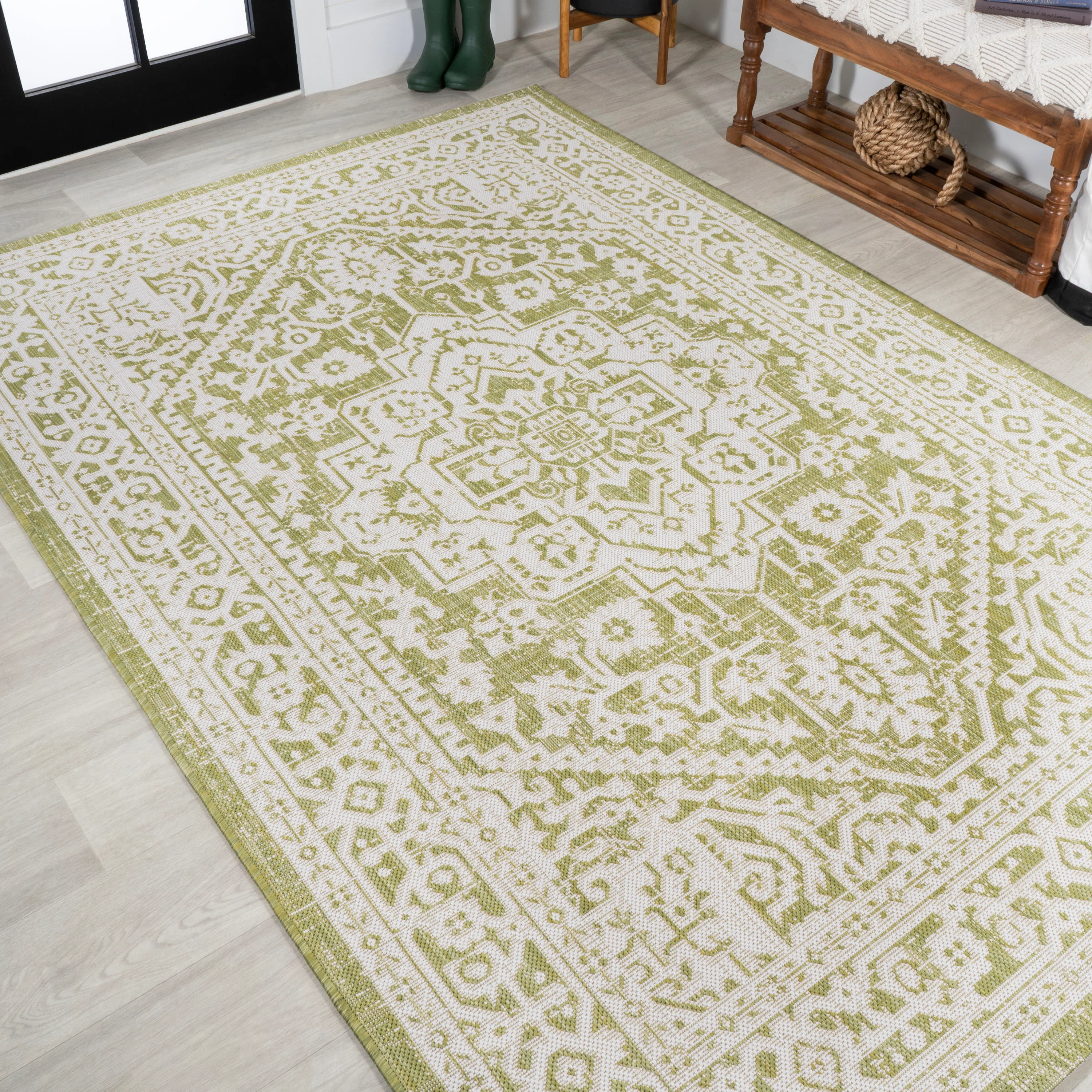 Sinjuri Medallion Textured Weave Indoor/Outdoor Area Rug - Image 47