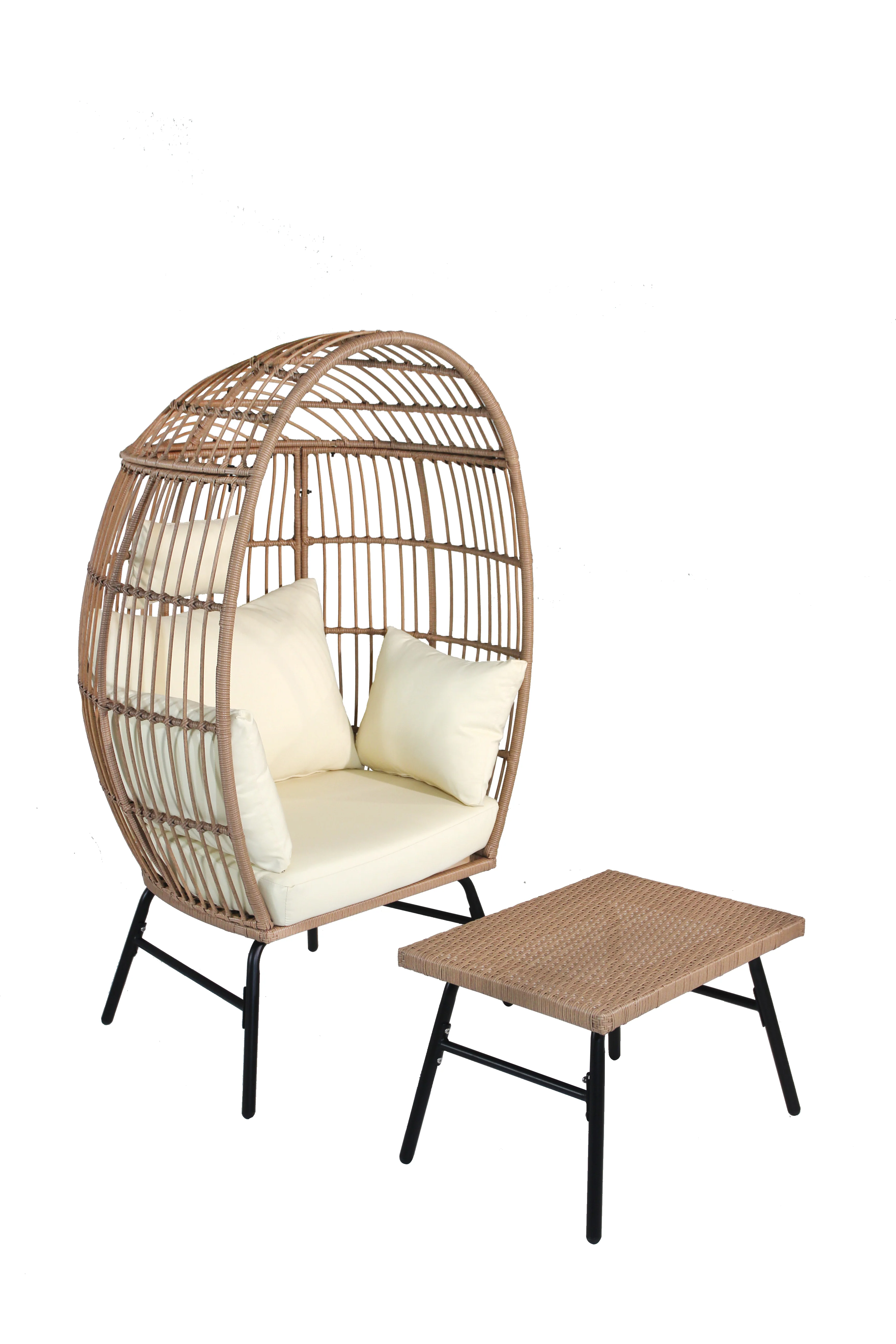 Skybound 2-Piece Outdoor Set with Steel Frame, Wicker Egg Chair and Footstool - Image 13