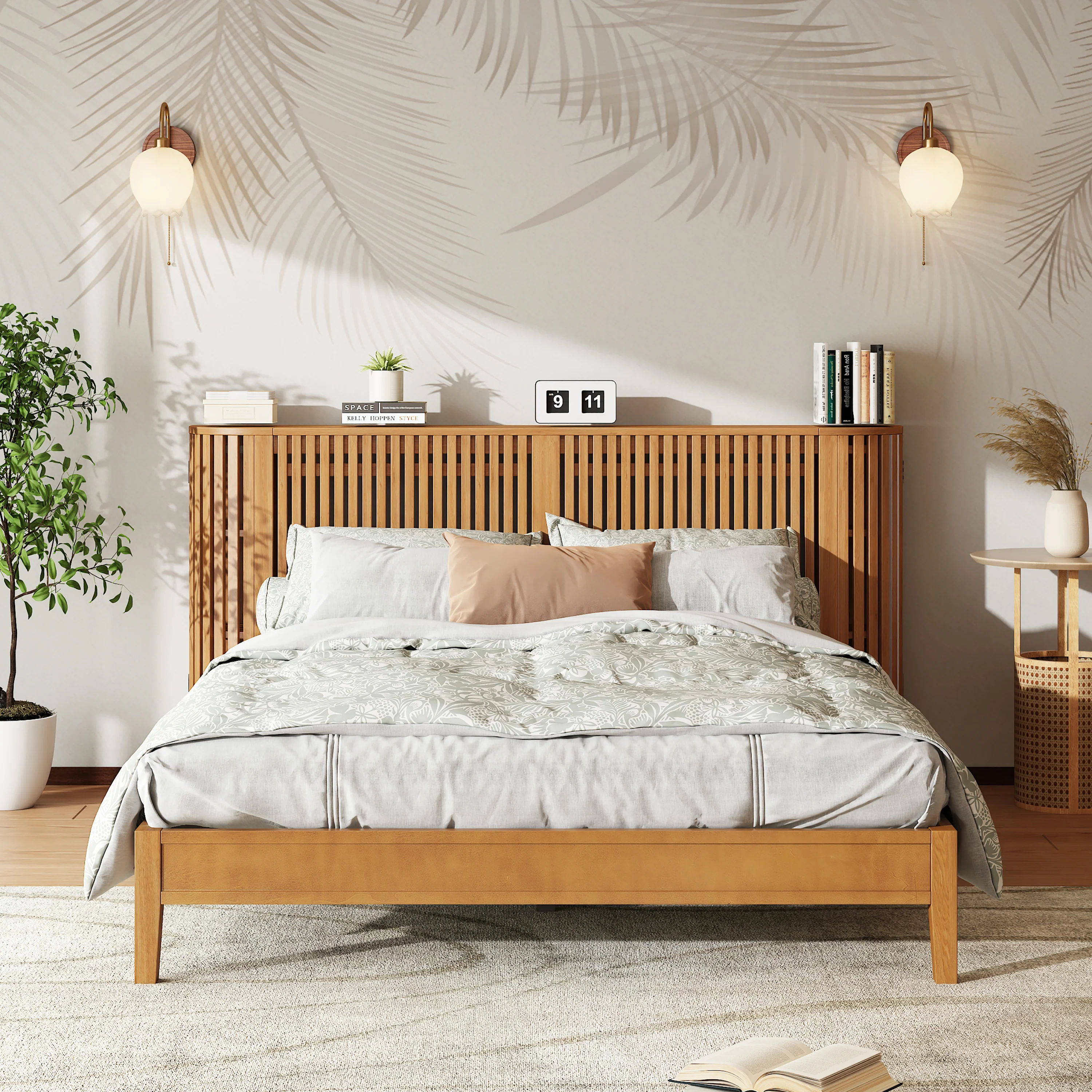Slat Design Solid Wood Bed - Image 4