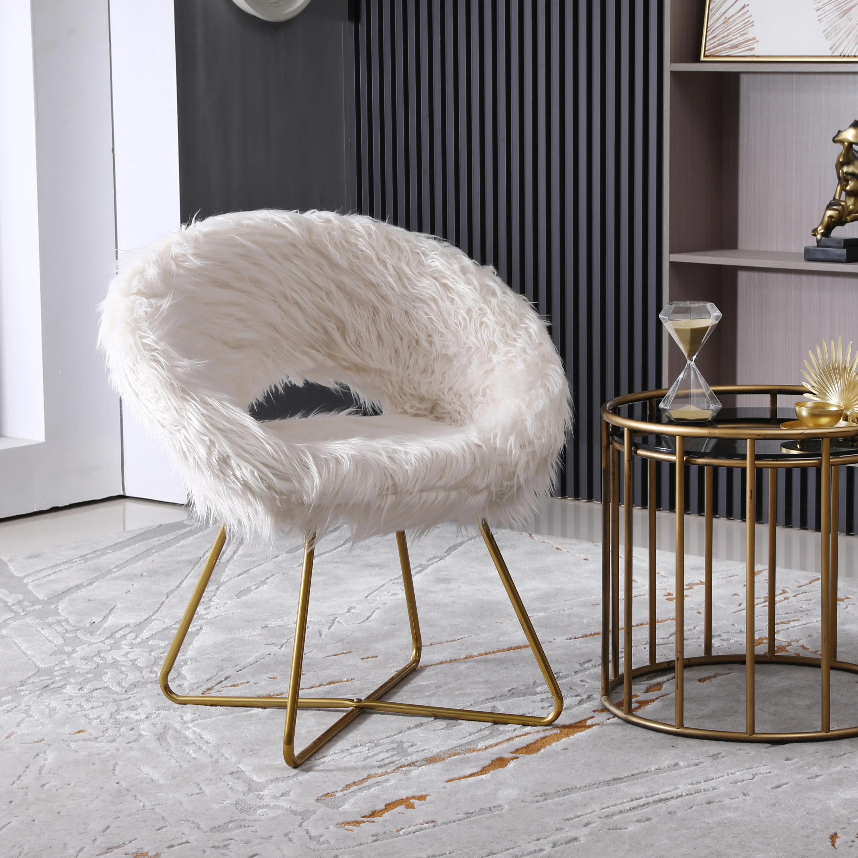 Slatina Faux Fur Upholstered Accent Chair - Image 9