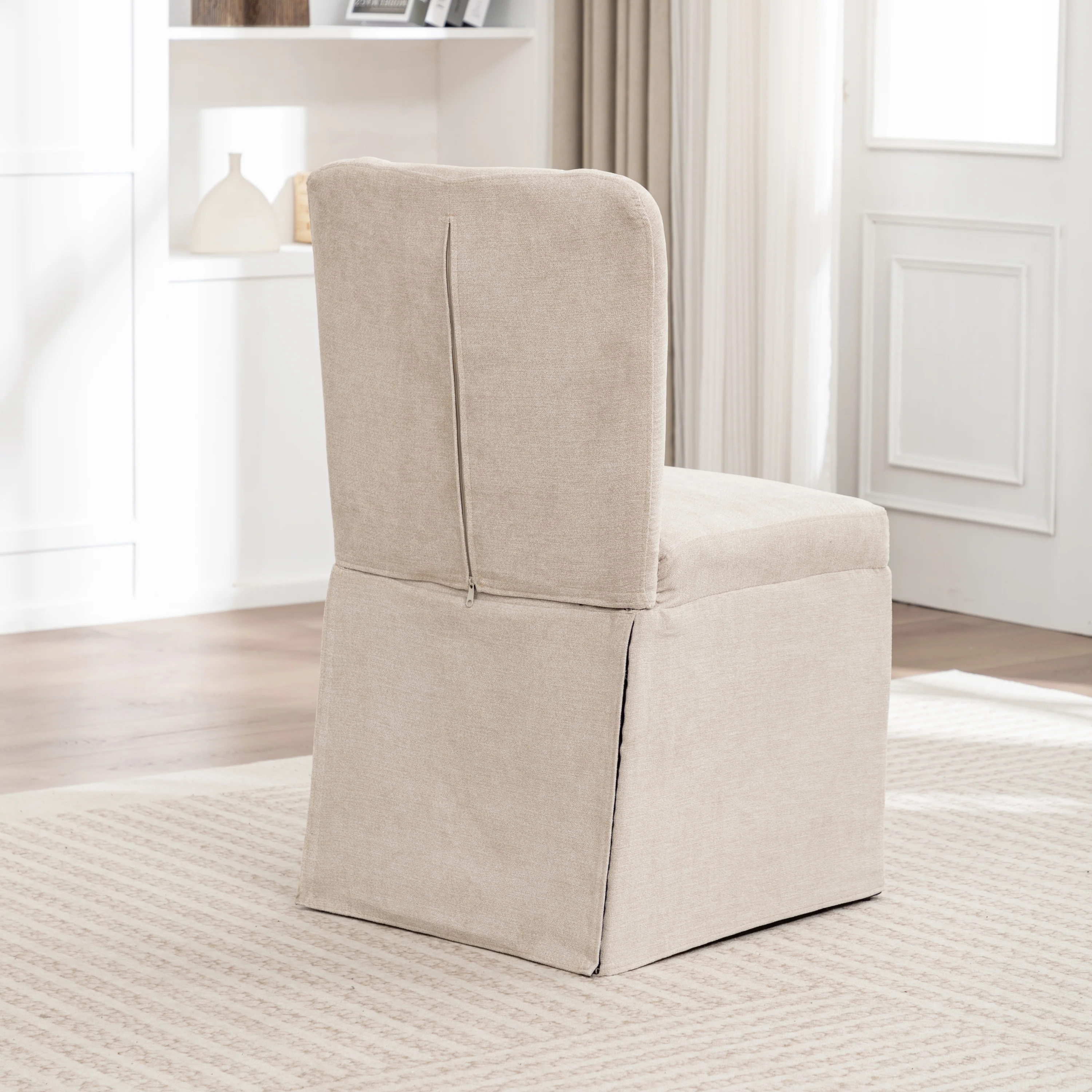 Slipcover Style Linen Upholstered Armless Dining Chairs, Set of 2 - Image 15
