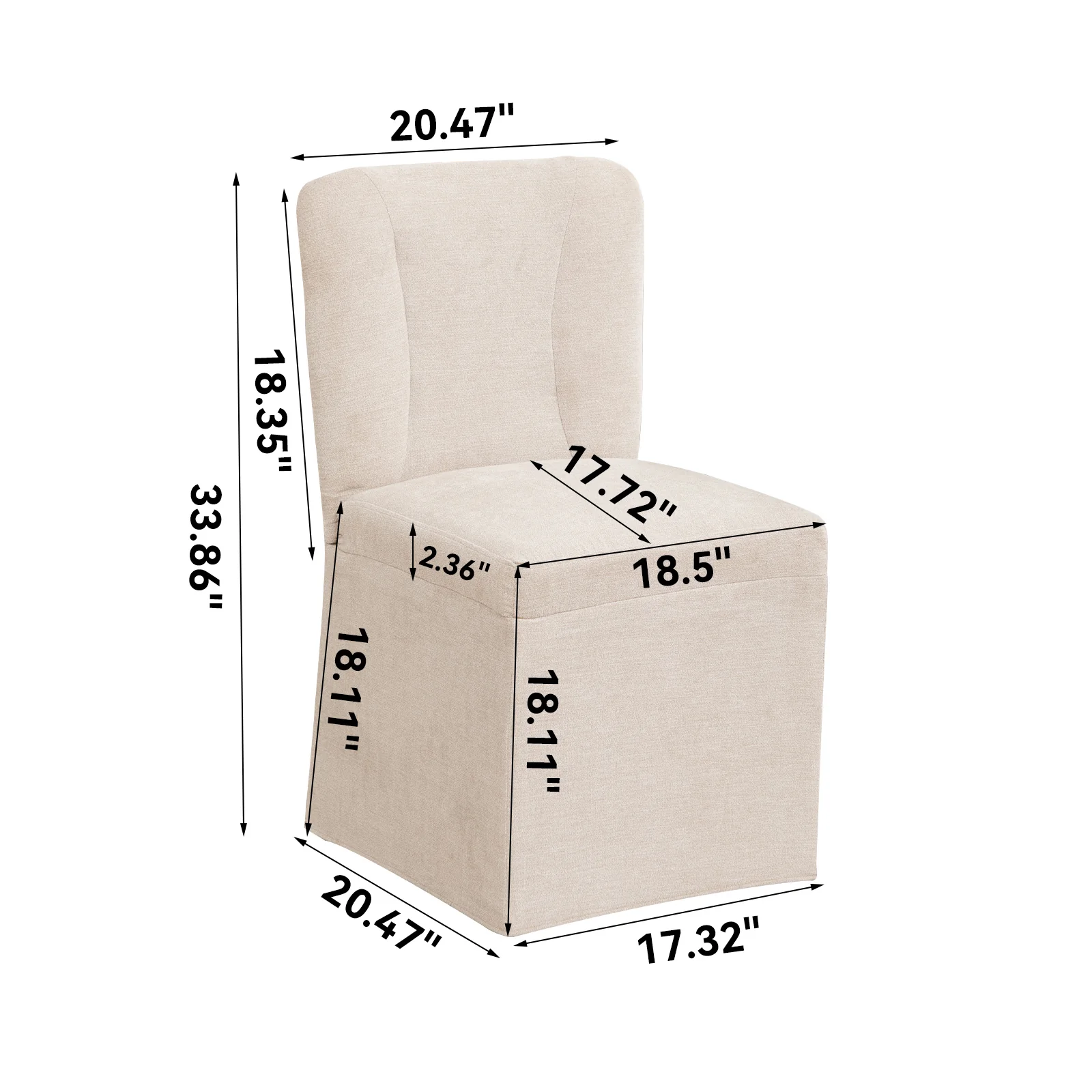 Slipcover Style Linen Upholstered Armless Dining Chairs, Set of 2 - Image 24