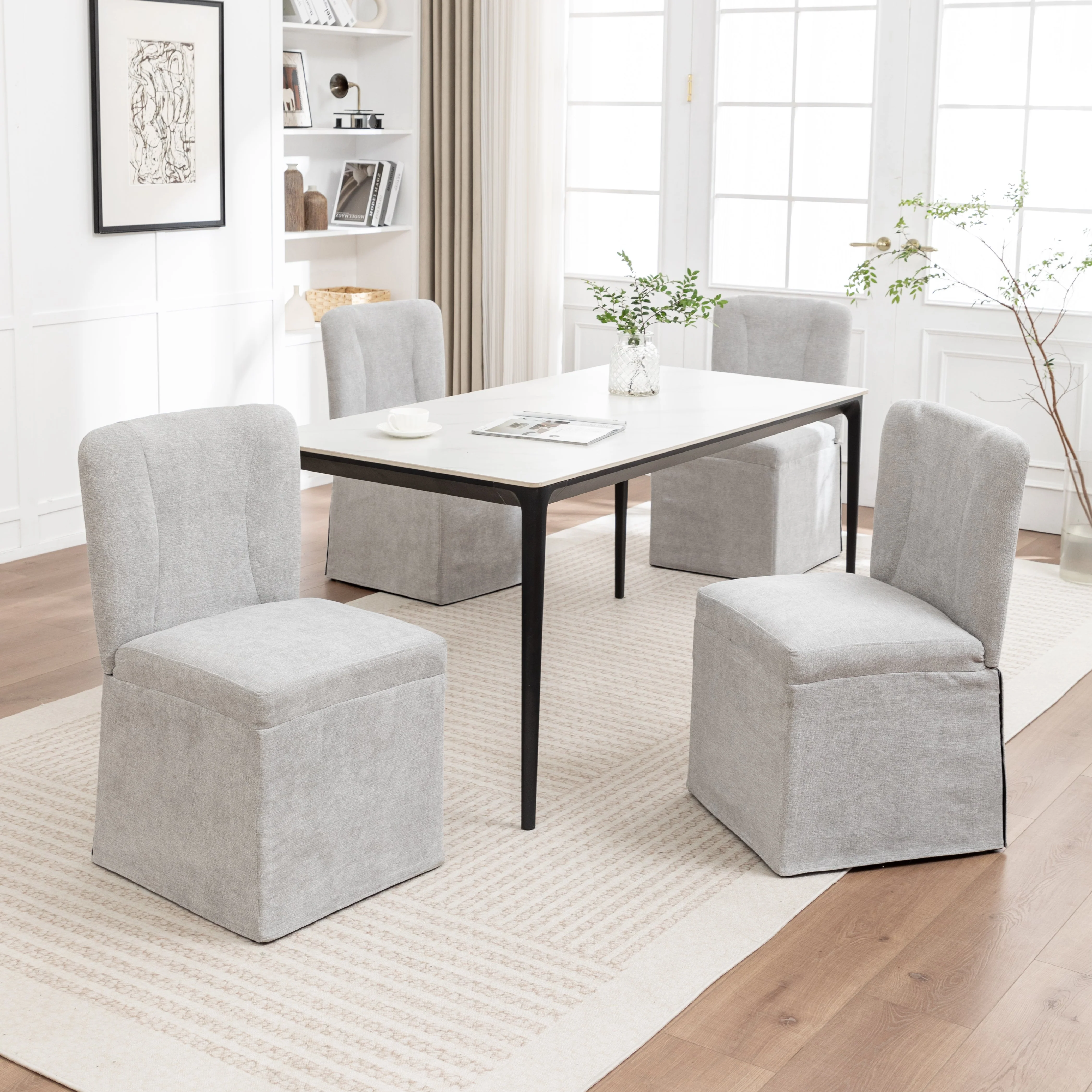 Slipcover Style Linen Upholstered Armless Dining Chairs, Set of 2 - Image 41