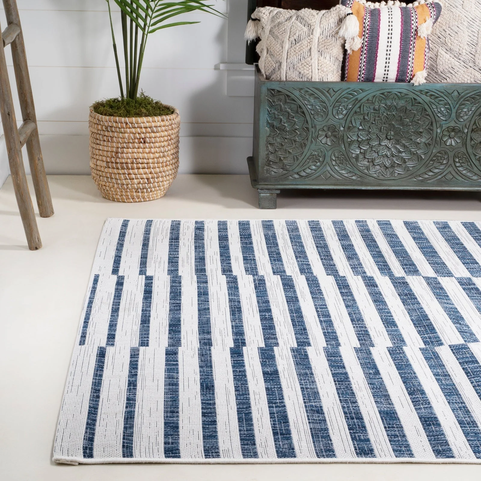 Sukie Modern Offset Stripe Indoor/Outdoor Runner Rug - Image 16