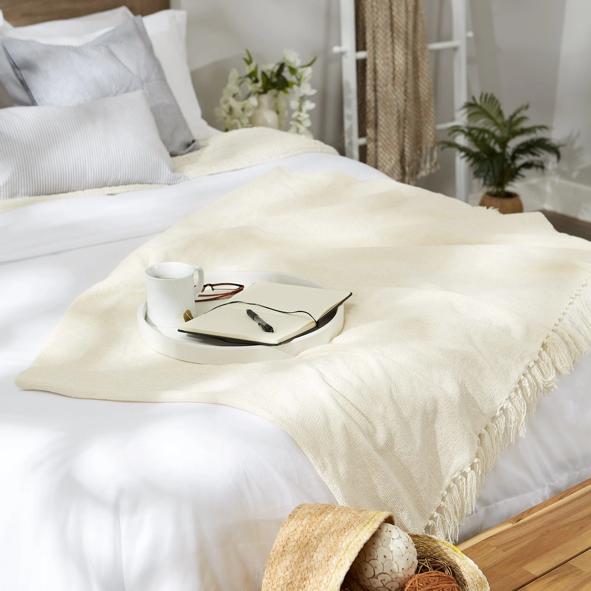 Soft Cream Chenille Throw - Image 6