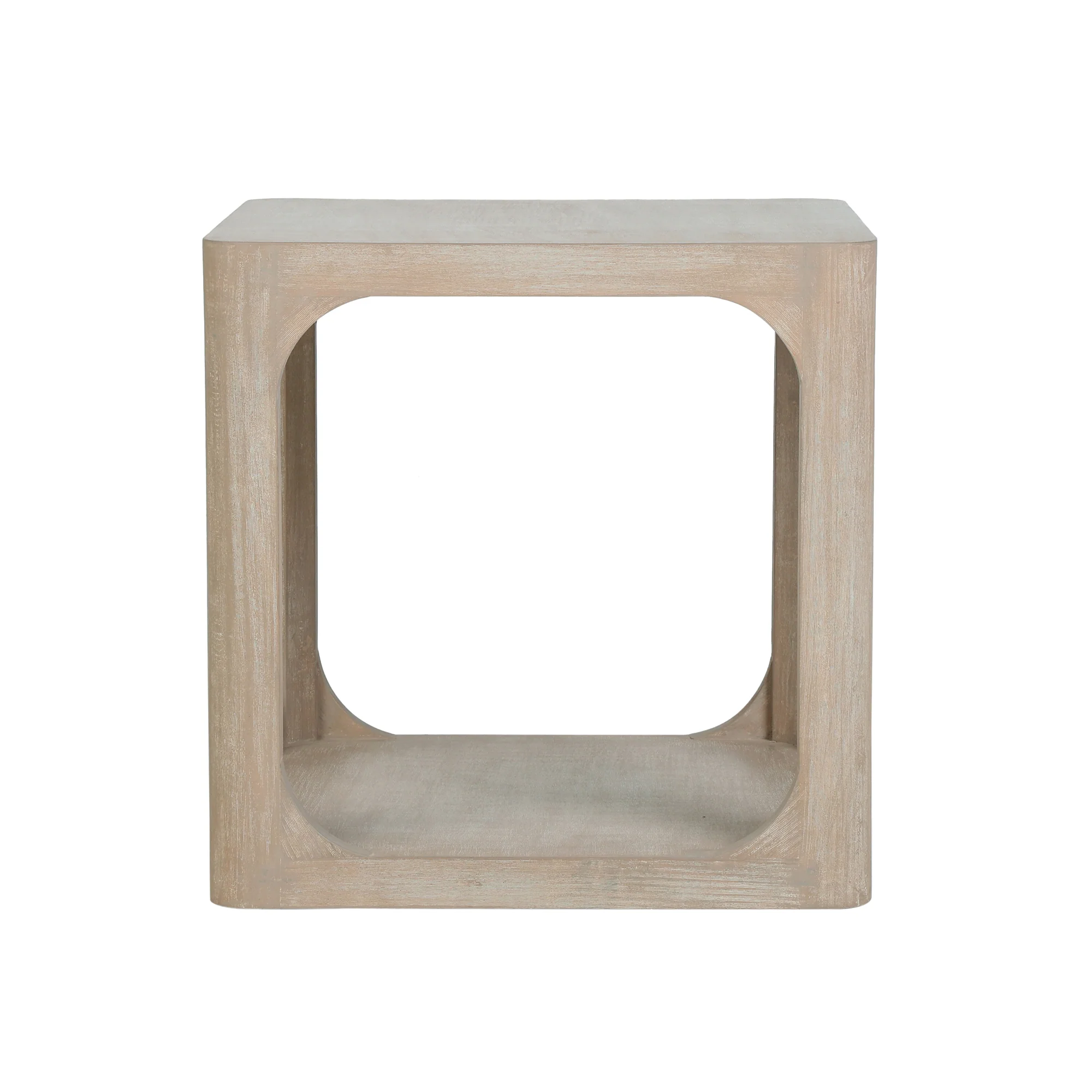 Solid Wood 22" Wide Cube Accent Table, Brushed White - Image 2