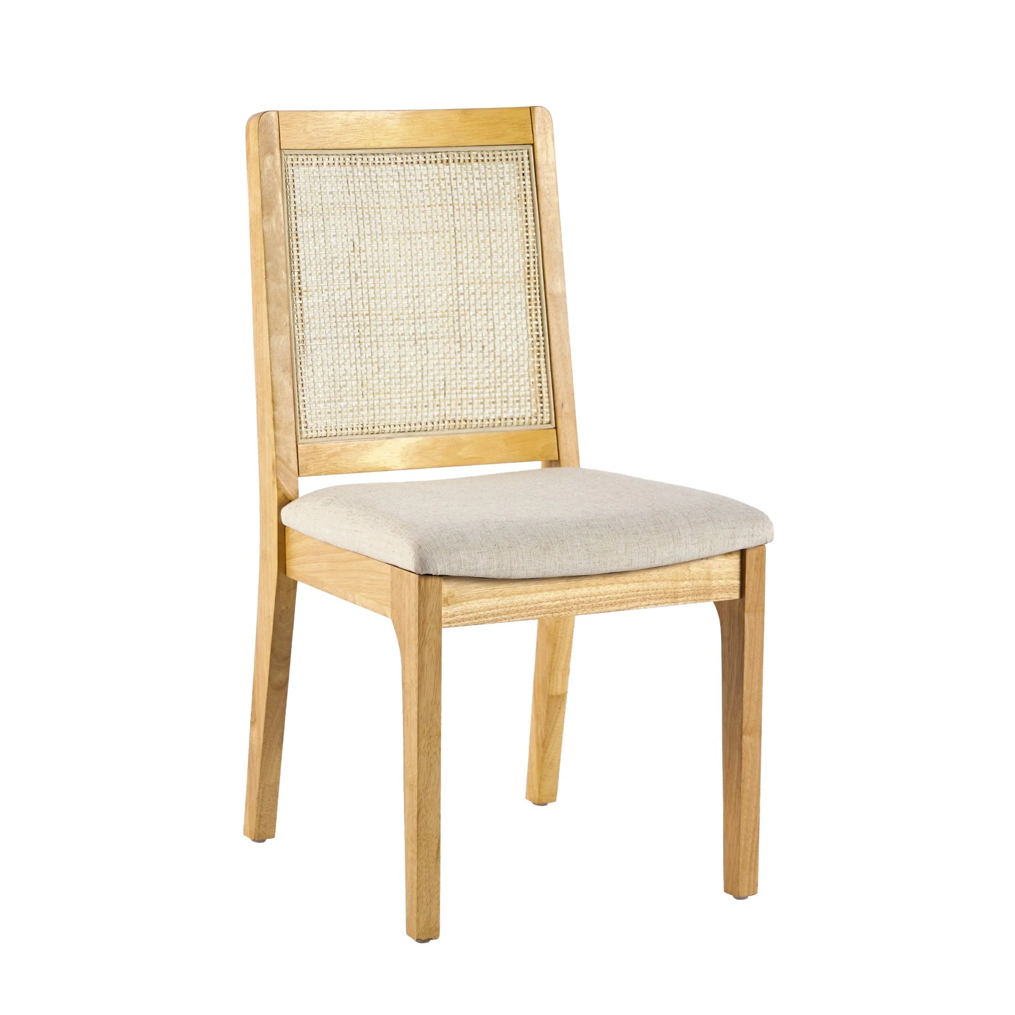 Solid Wood Dining Chair with Rattan Inset Back, Set of 2 - Image 2