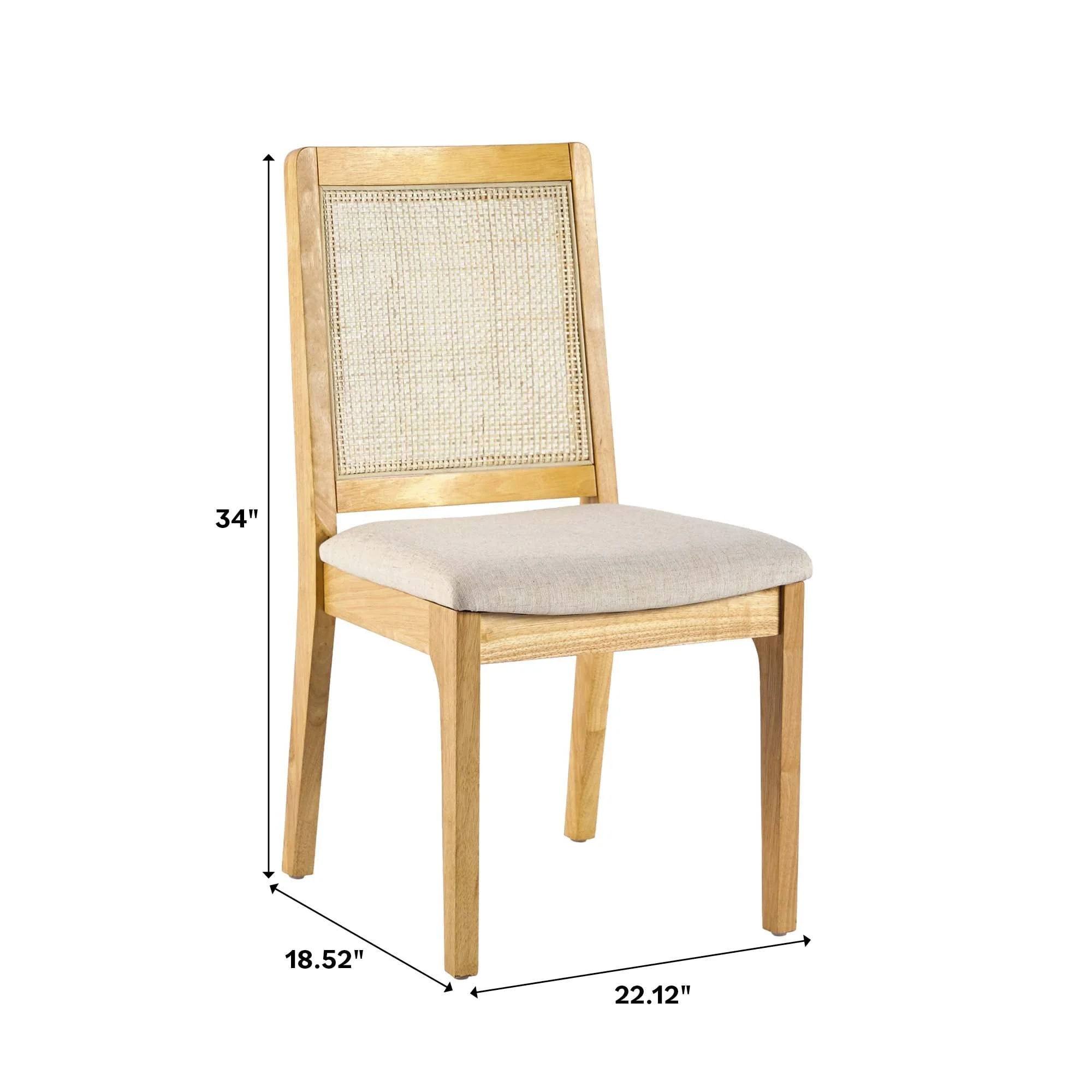 Solid Wood Dining Chair with Rattan Inset Back, Set of 2 - Image 5